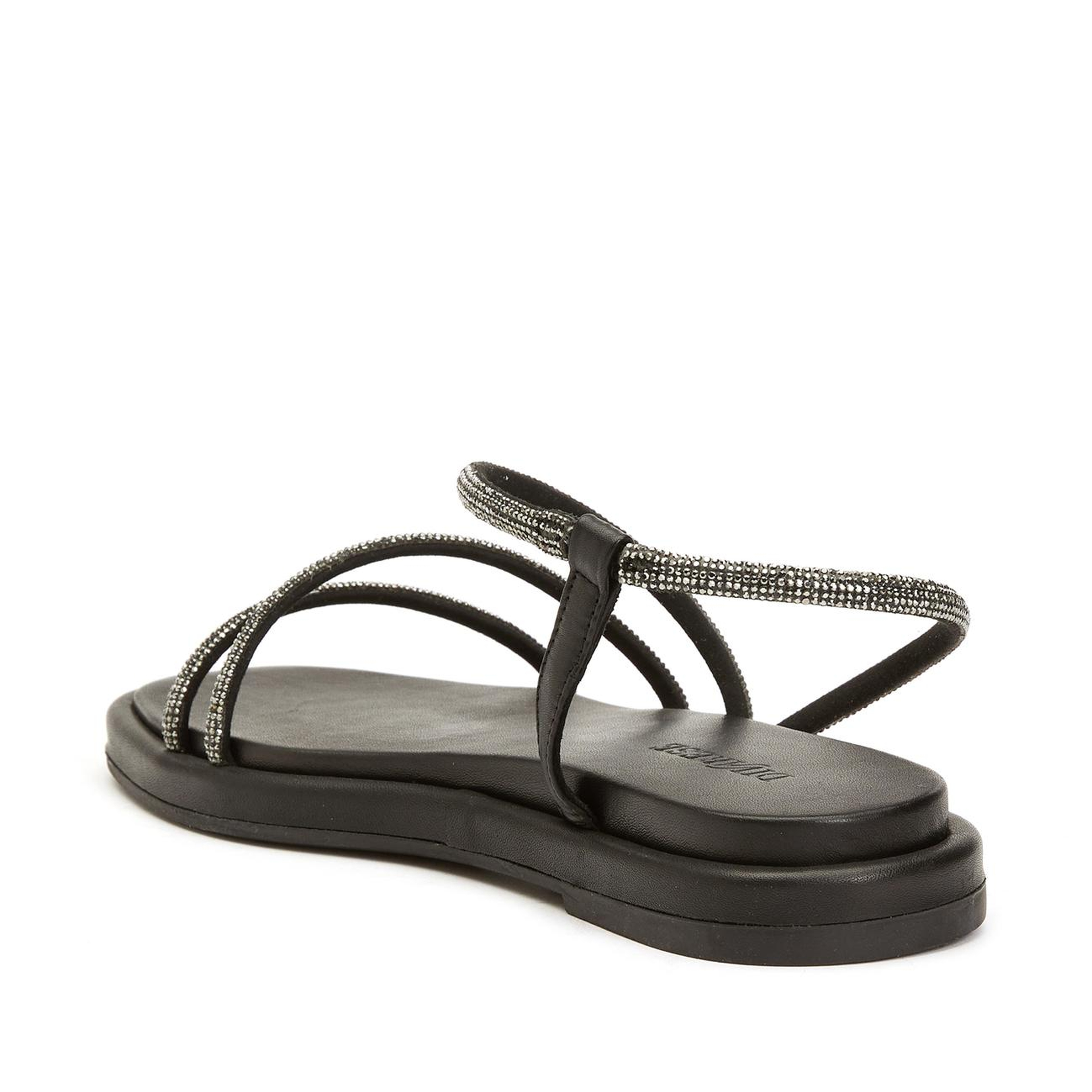 Divarese Kadın Siyah Taş Bantlı Deri Sandalet