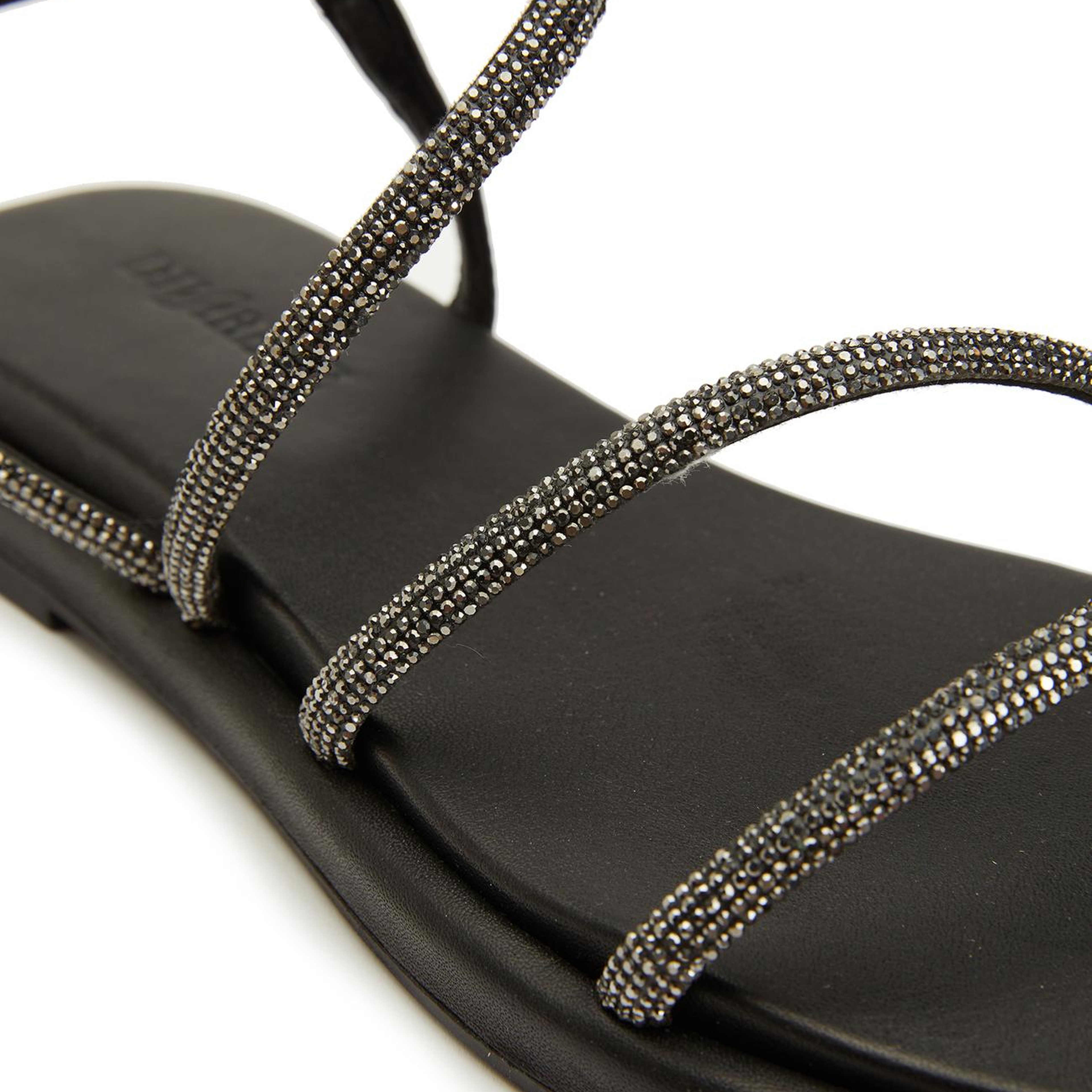 Divarese Kadın Siyah Taş Bantlı Deri Sandalet