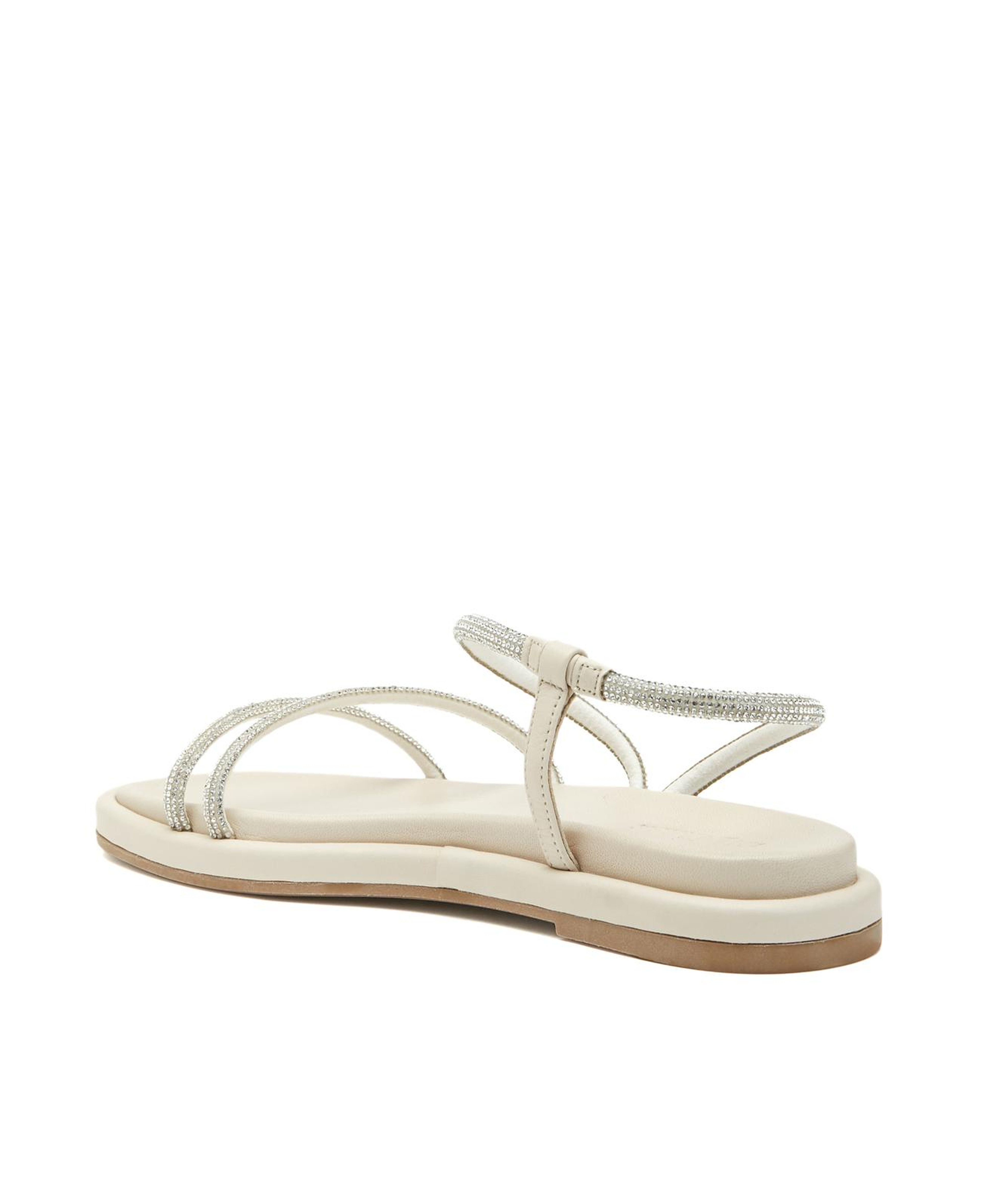 Divarese Kadın Kırık Beyaz Taş Bantlı Deri Sandalet