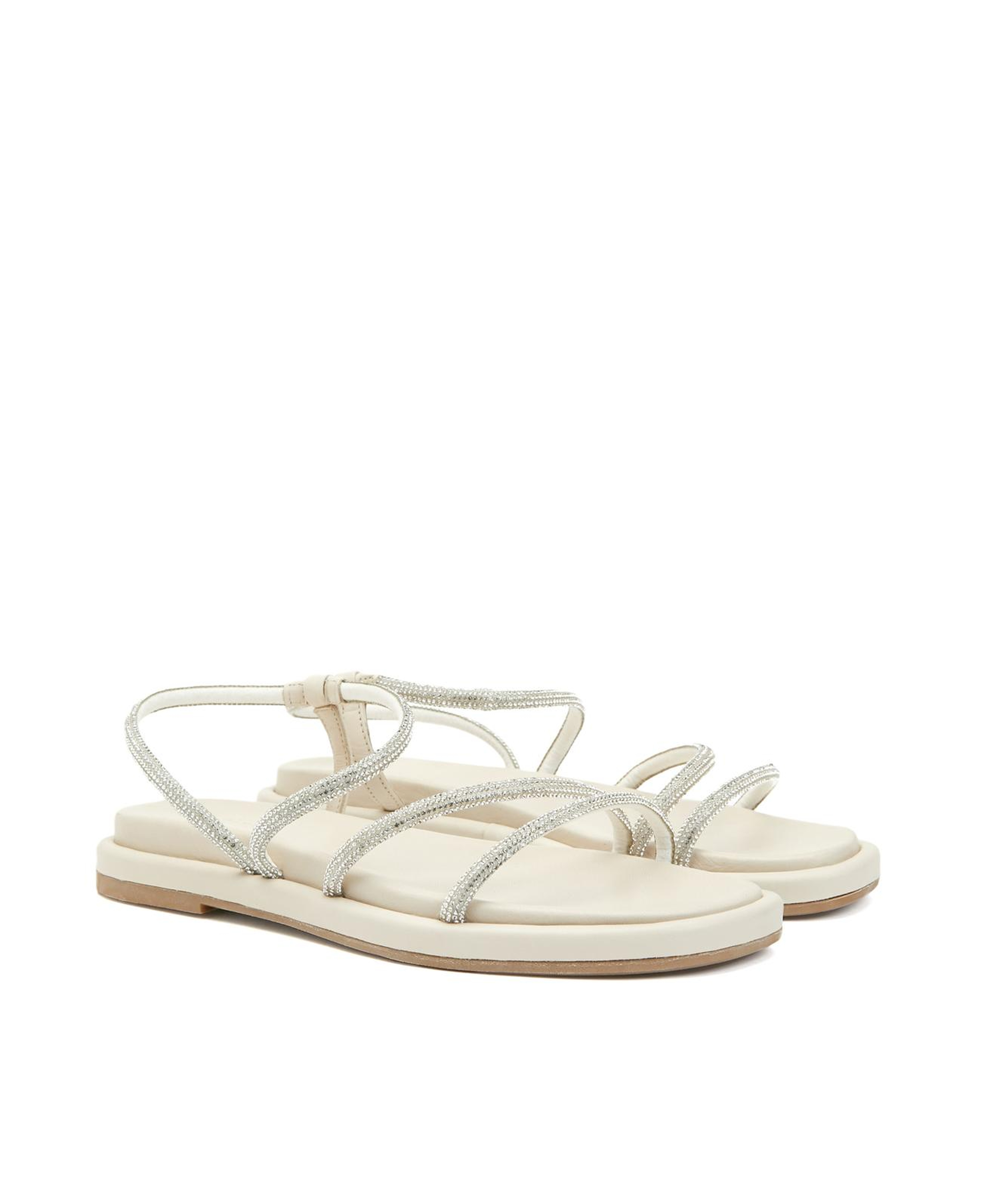 Divarese Kadın Kırık Beyaz Taş Bantlı Deri Sandalet