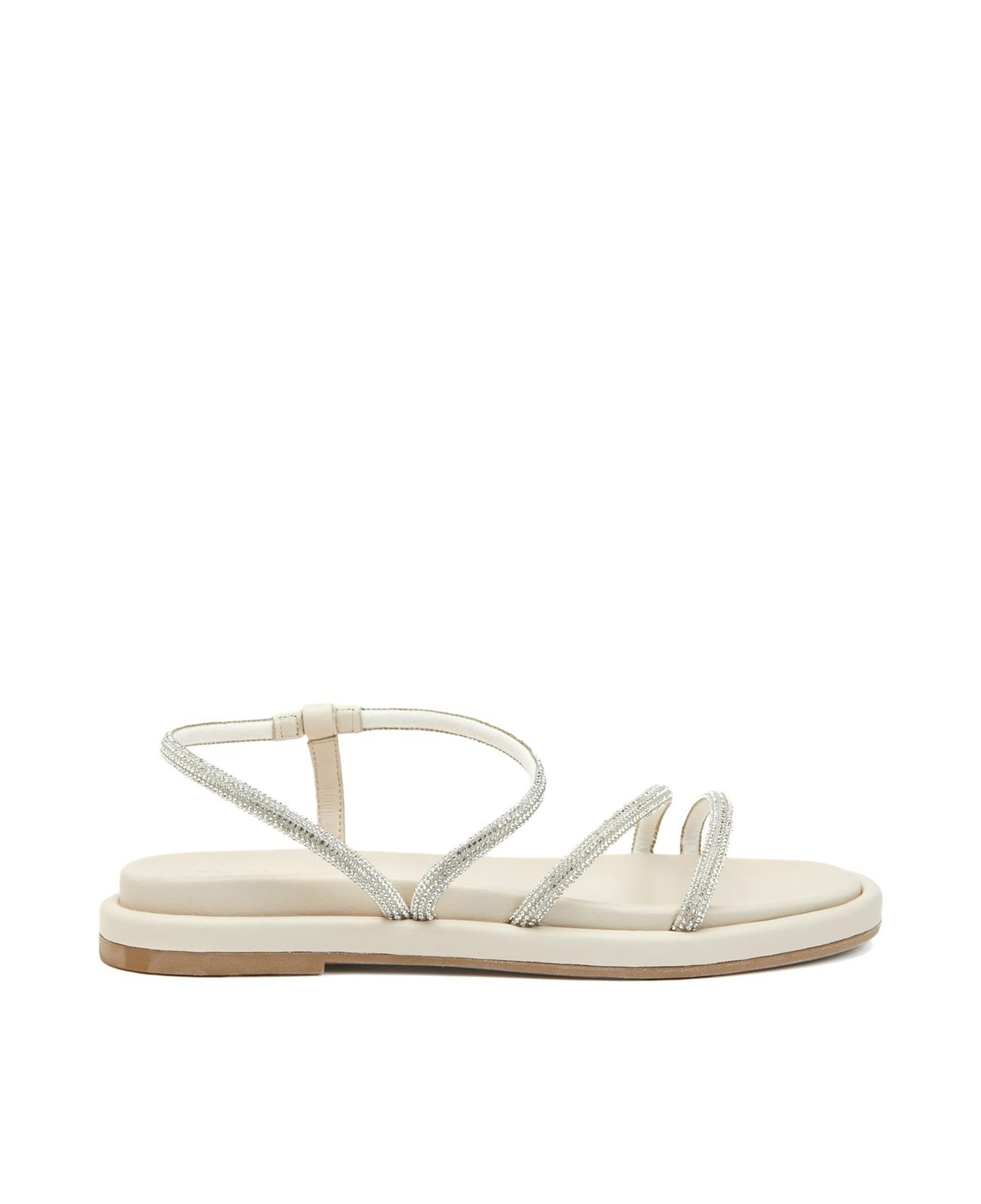 Divarese Kadın Kırık Beyaz Taş Bantlı Deri Sandalet