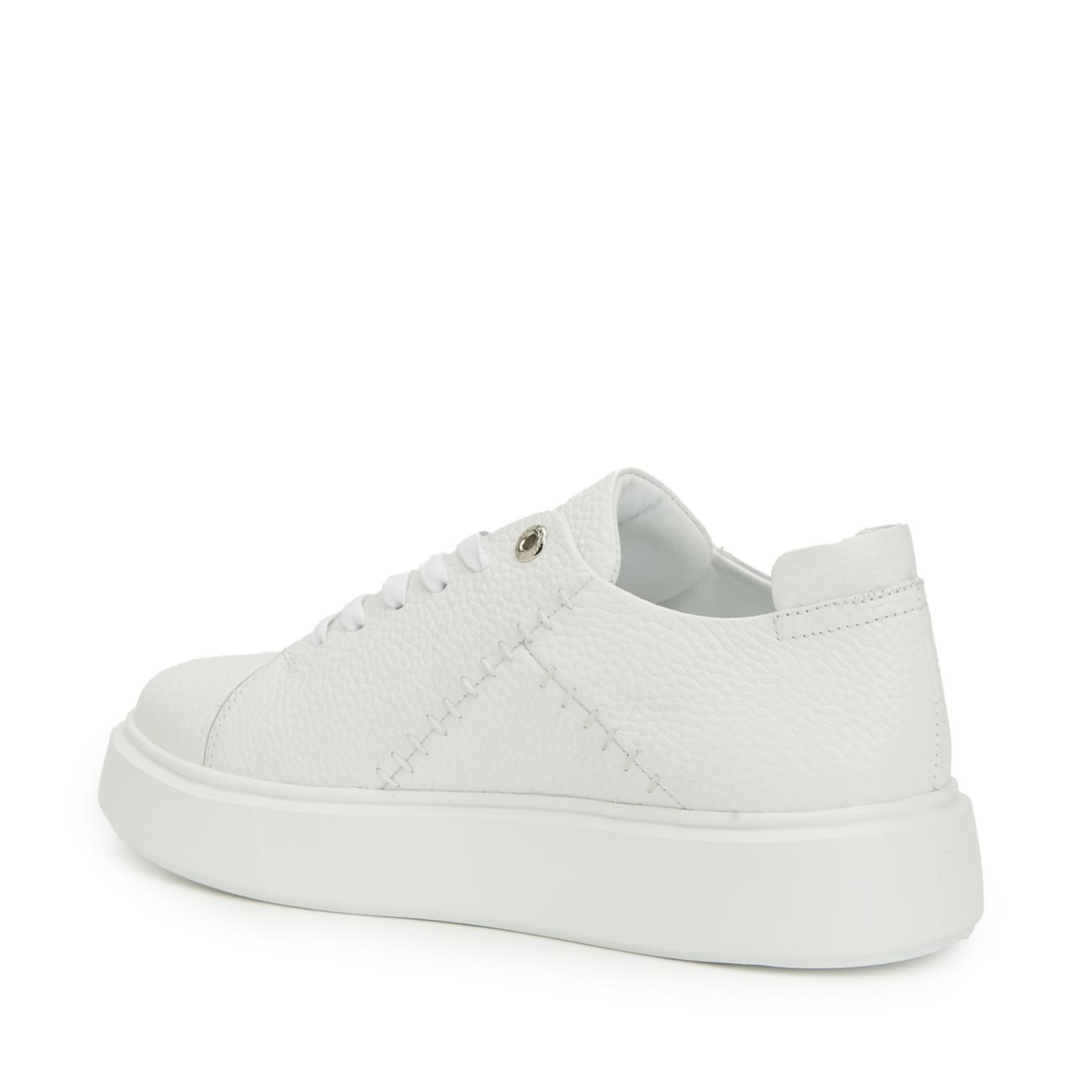 Divarese Kadın Beyaz Dikiş Detaylı Deri Sneaker