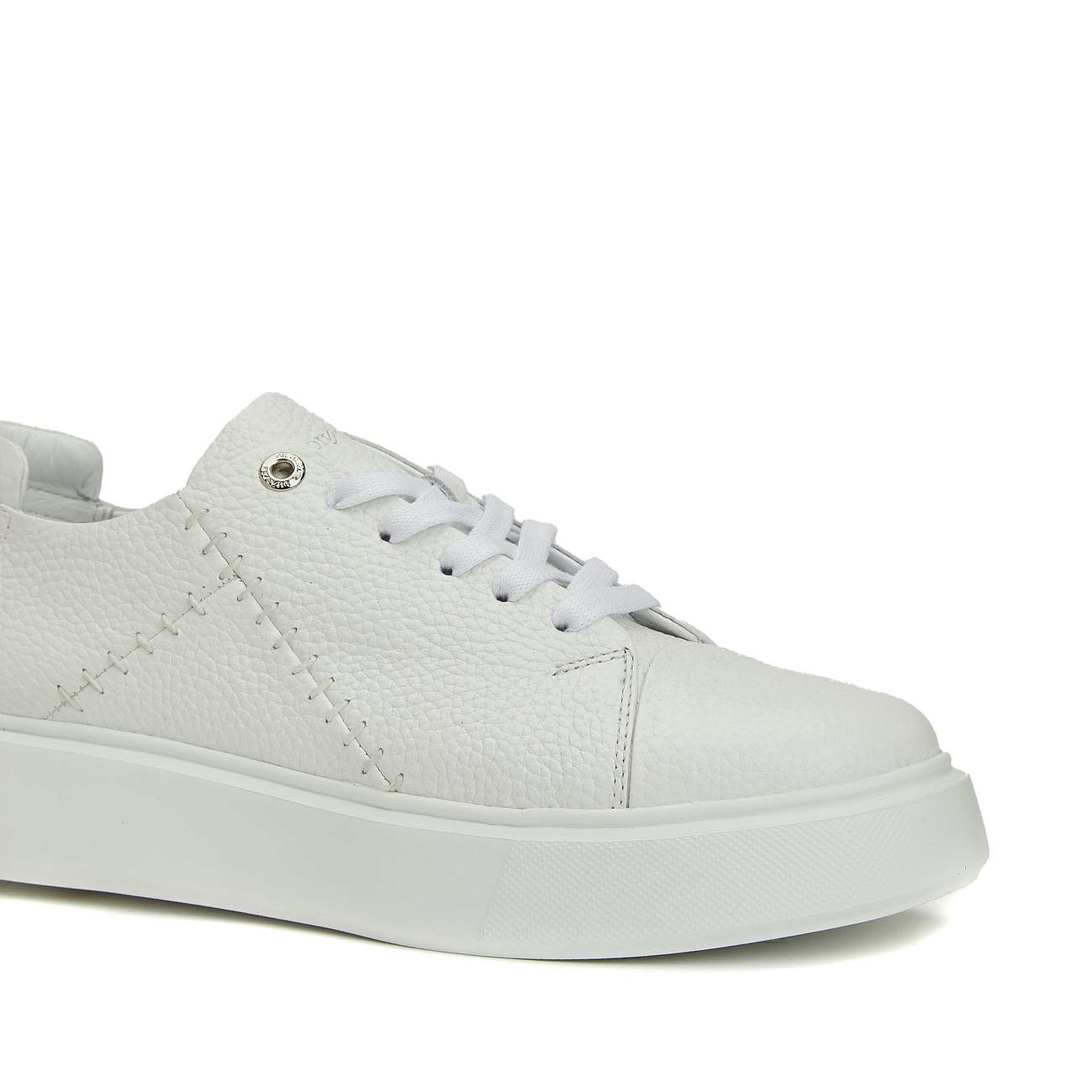 Divarese Kadın Beyaz Dikiş Detaylı Deri Sneaker