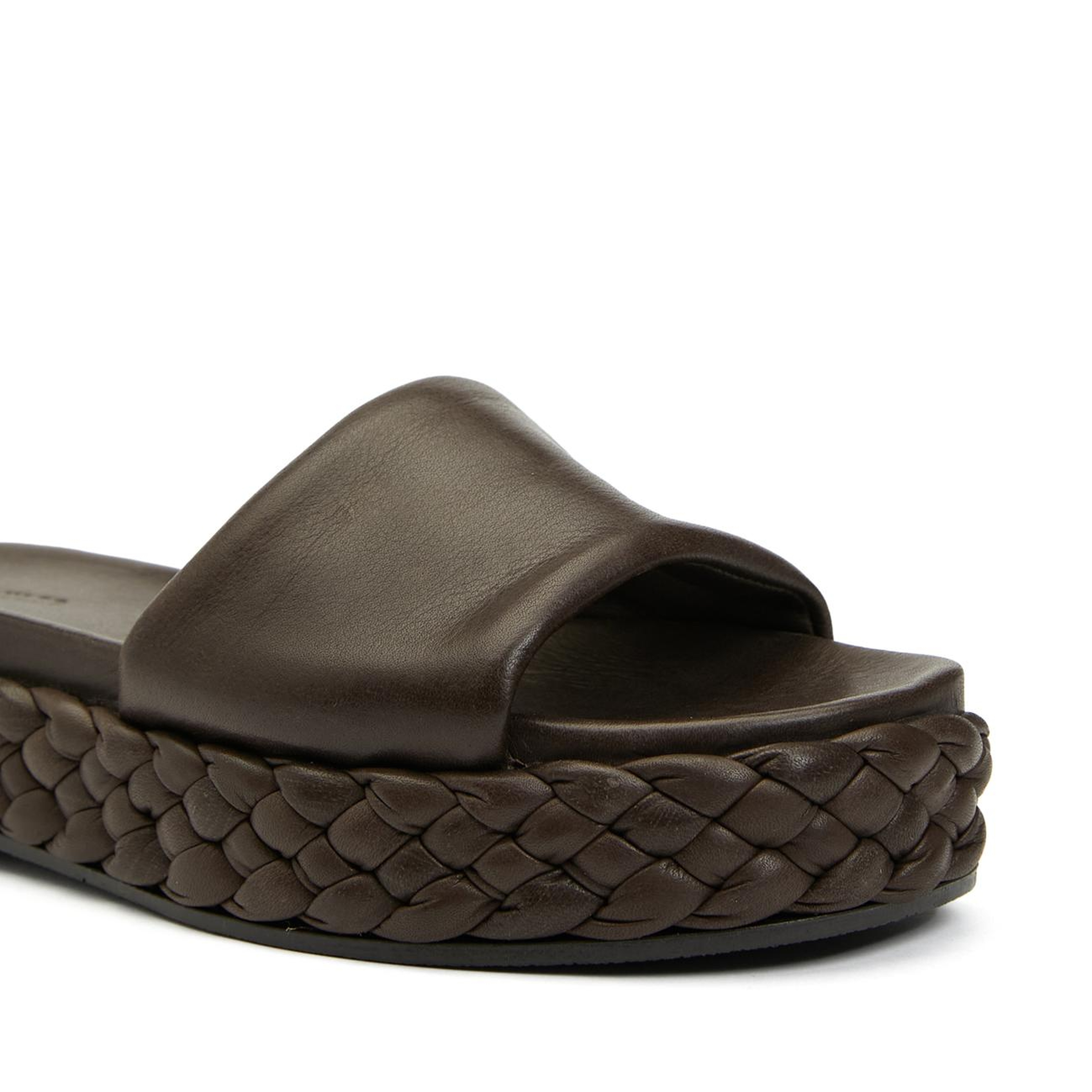 George Hogg Kadın Acı Kahve Örgü Detaylı Deri Terlik