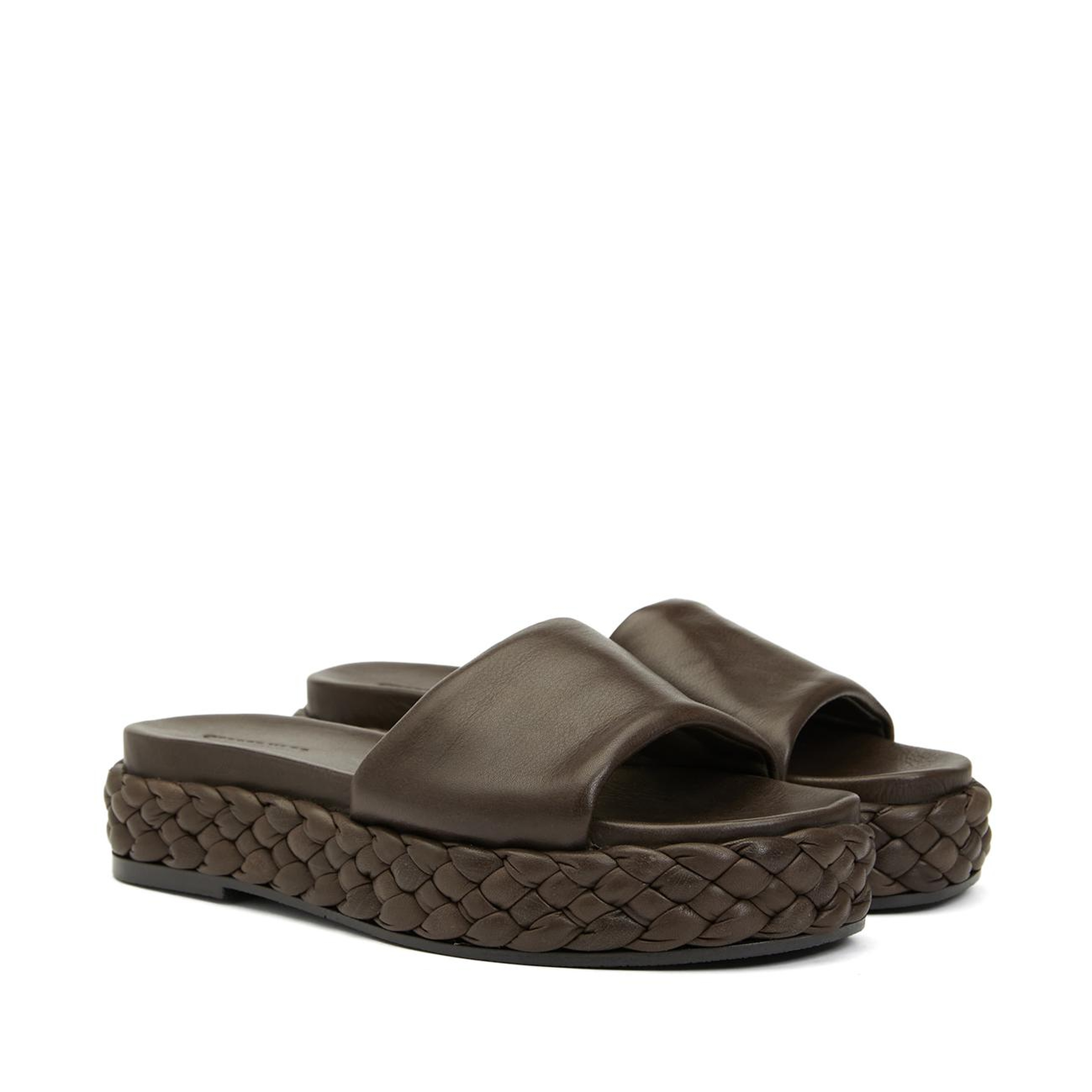 George Hogg Kadın Acı Kahve Örgü Detaylı Deri Terlik