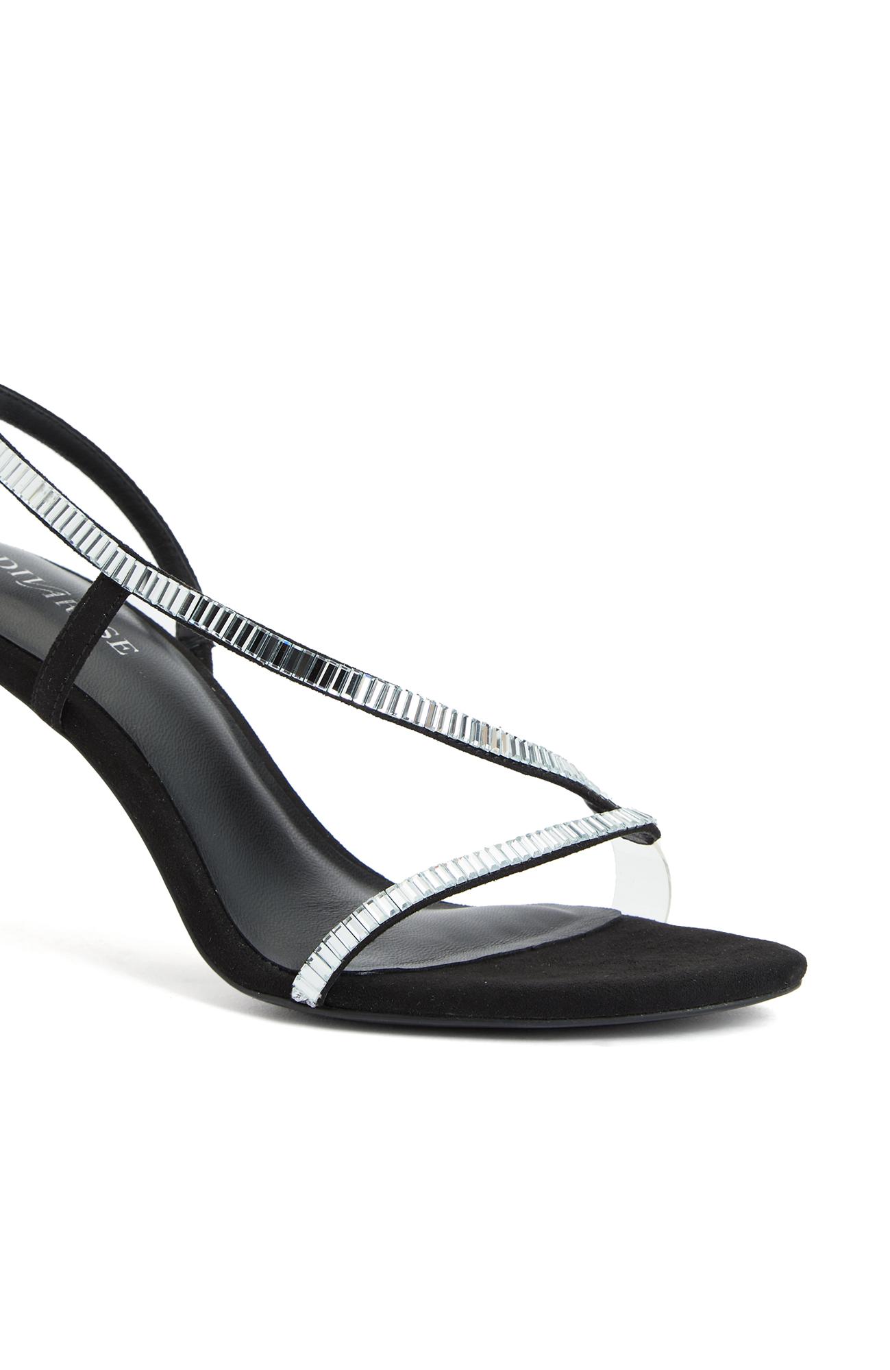 Divarese Kadın Siyah Taşlı Topuklu Sandalet