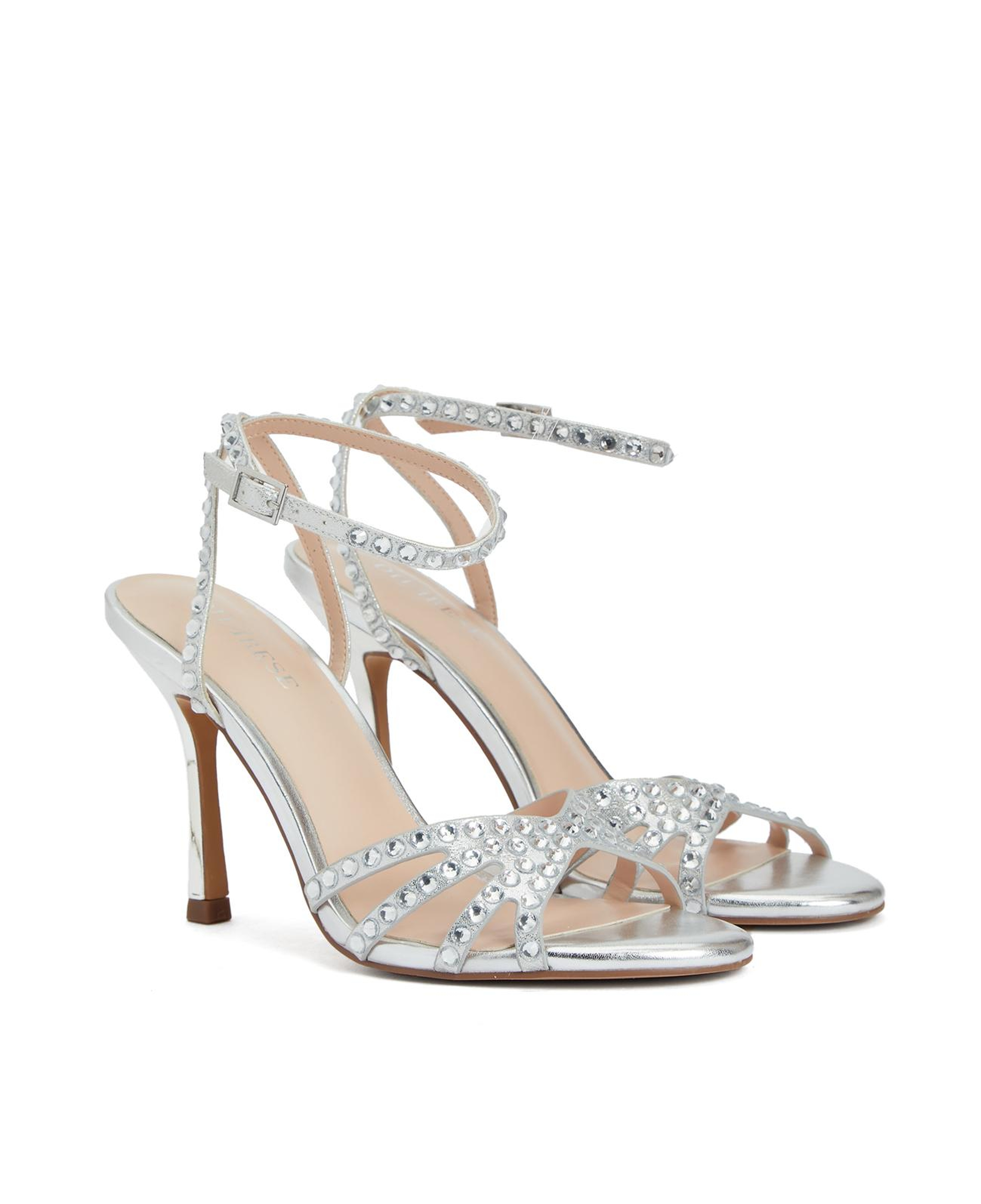 Divarese Kadın Silver Bantlı Topuklu Sandalet