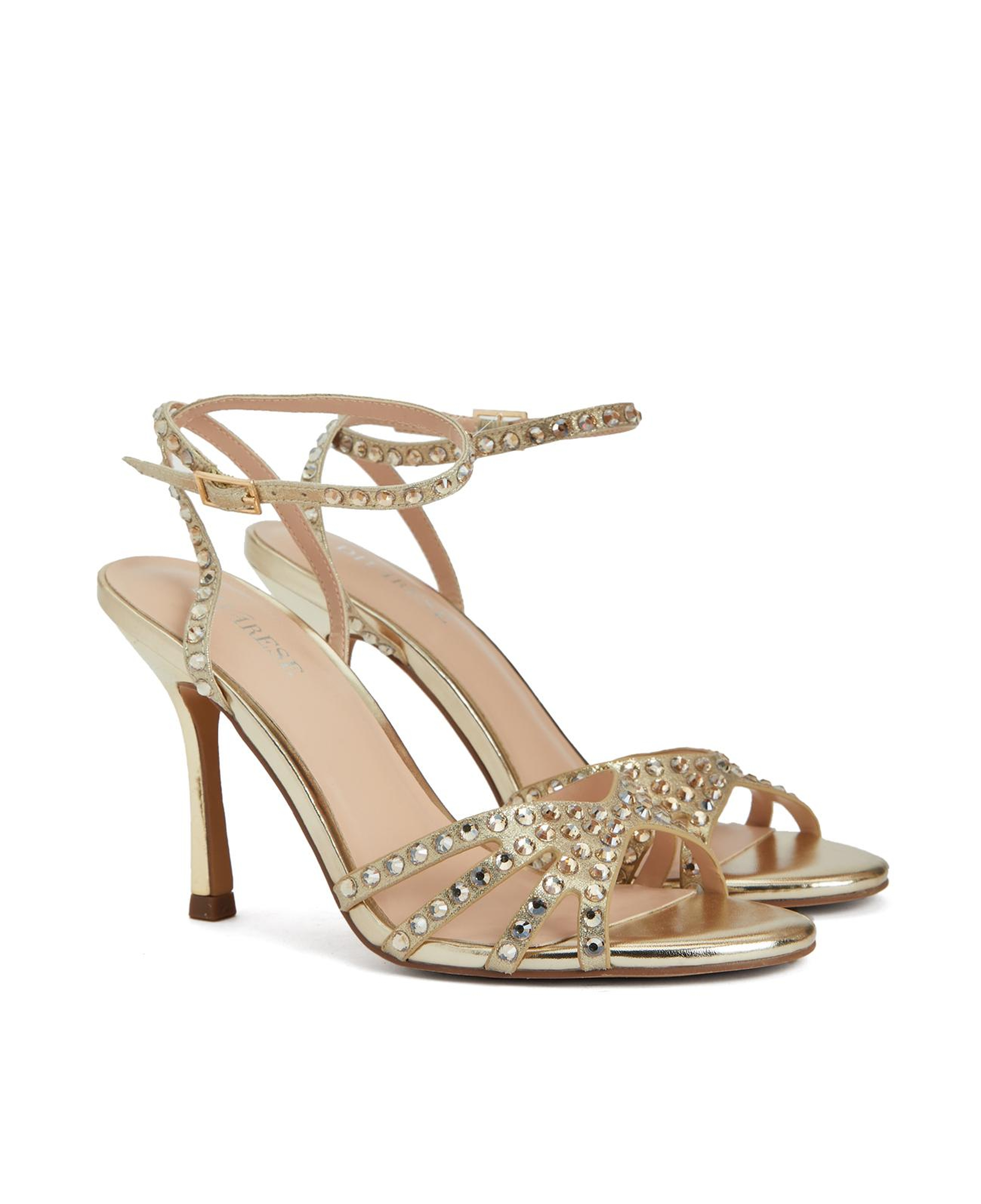 Divarese Kadın Gold Bantlı Topuklu Sandalet