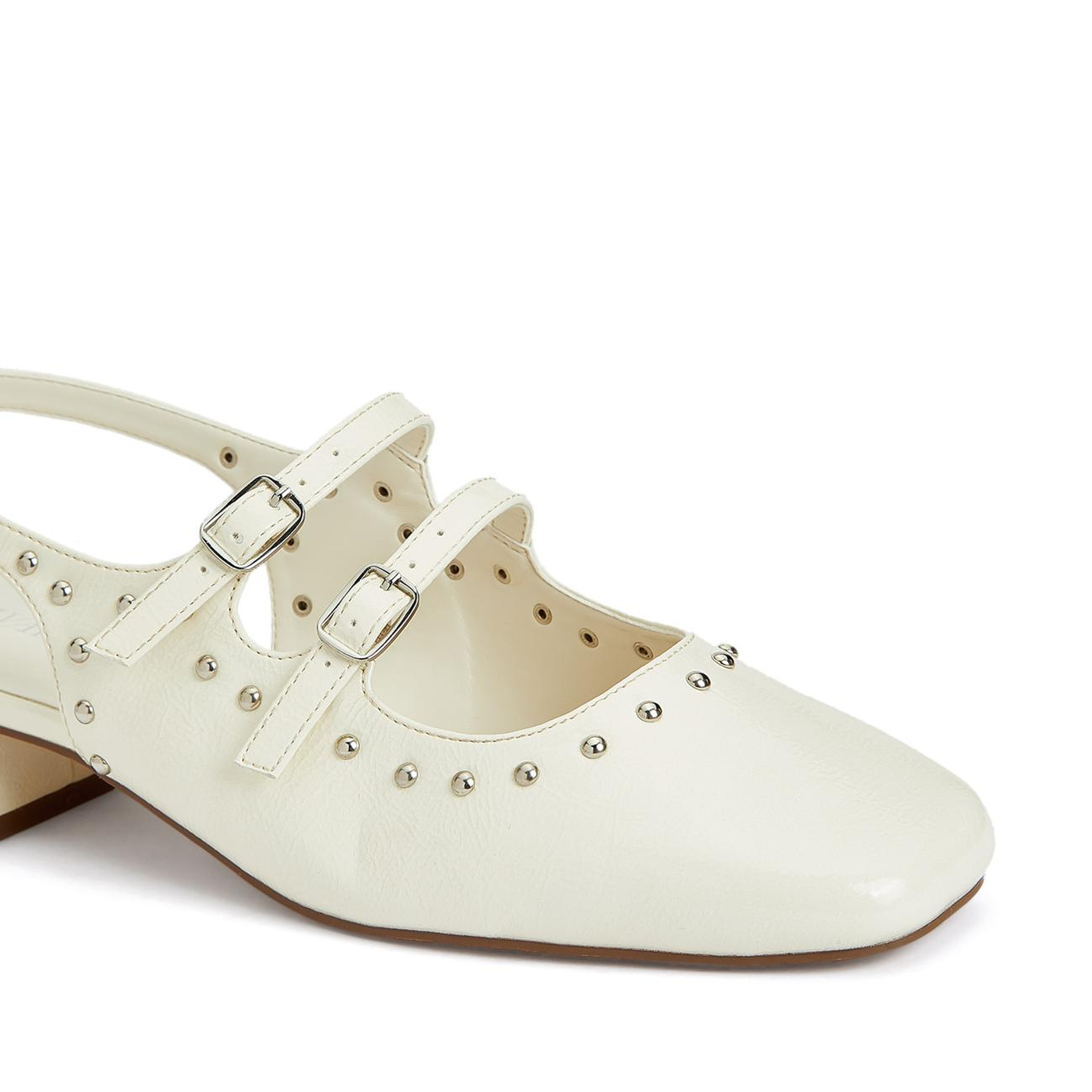 Divarese Kadın Kırık Beyaz Taşlı Mary Jane Babet