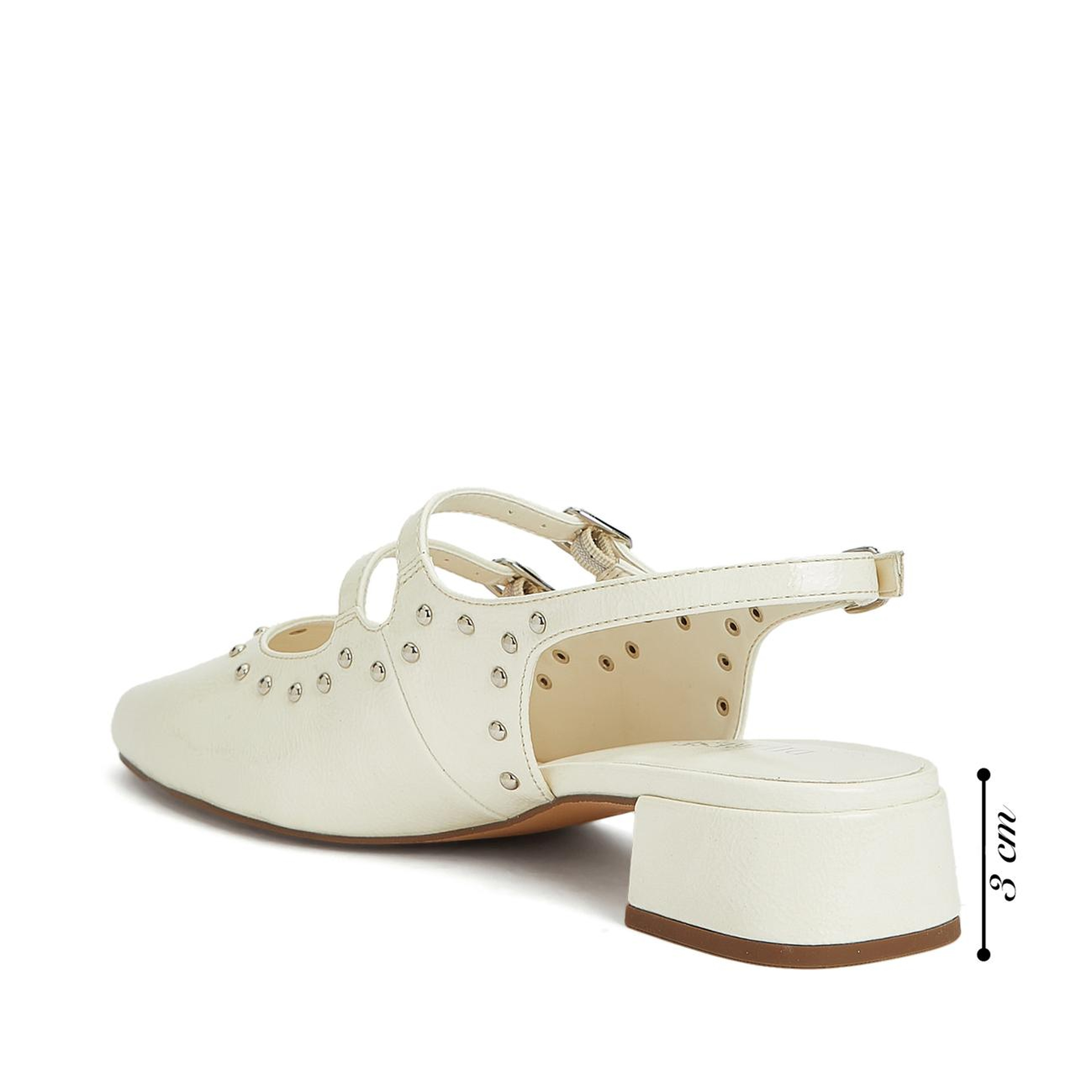 Divarese Kadın Kırık Beyaz Taşlı Mary Jane Babet