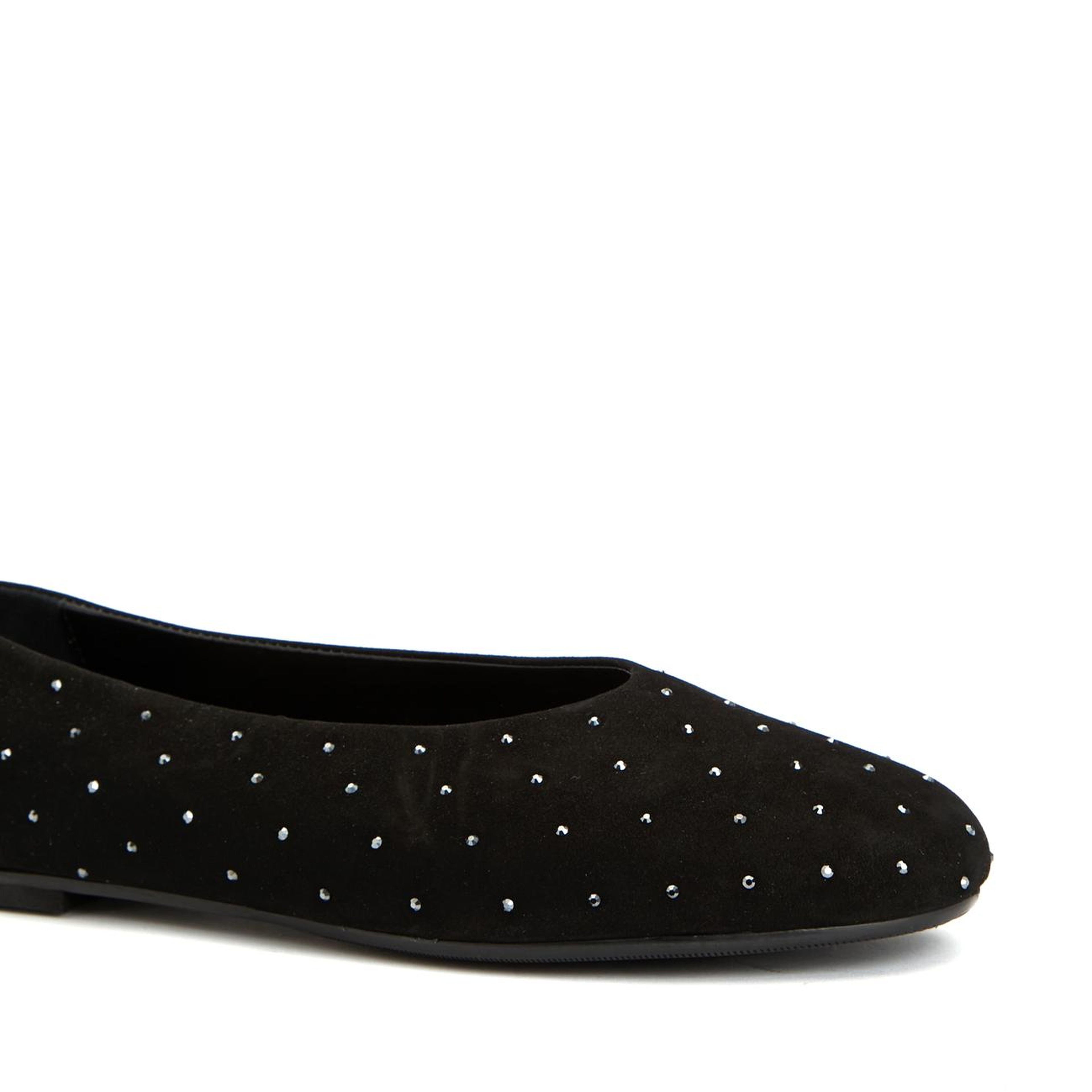 Divarese Kadın Siyah Taş Detaylı Süet Babet