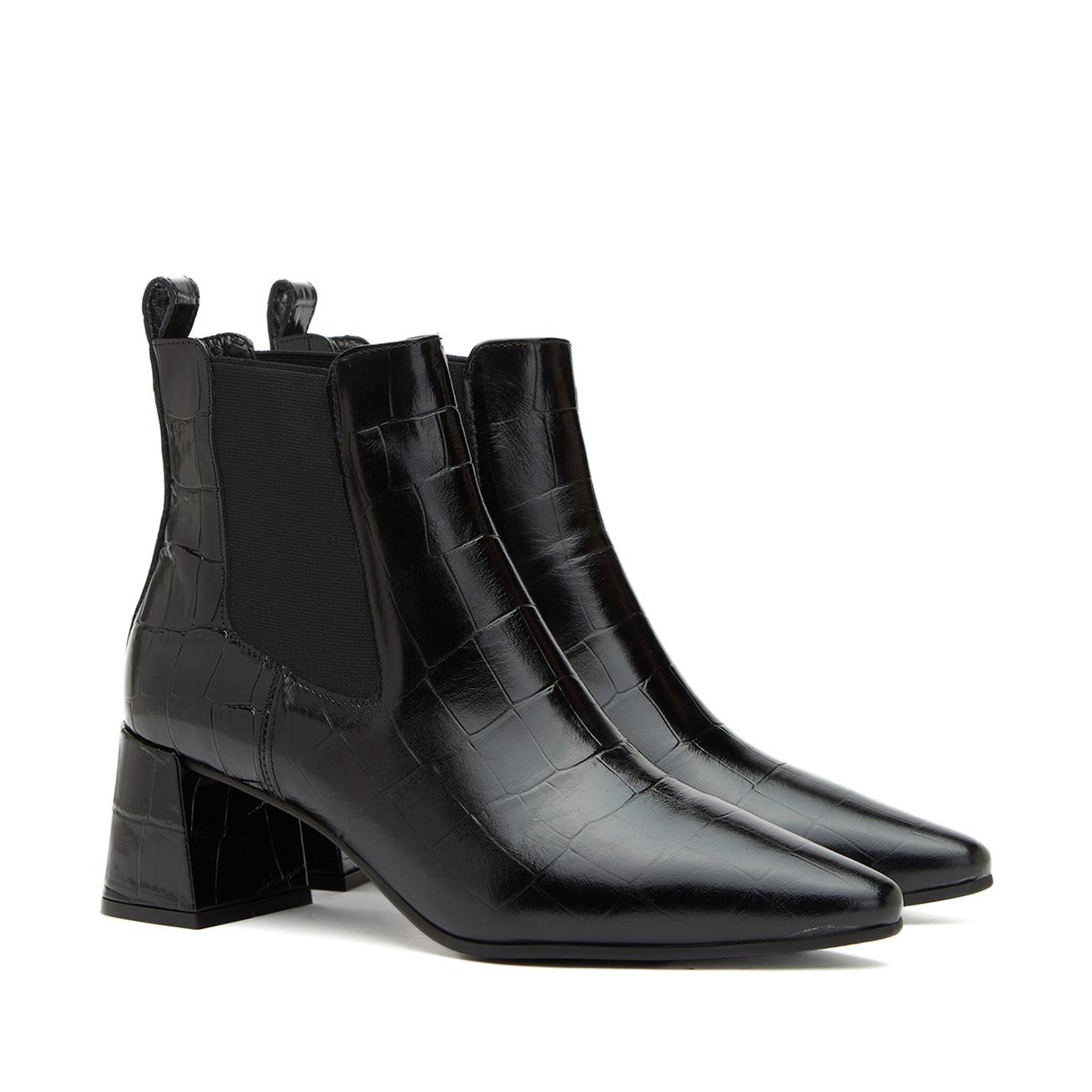 Divarese Kadın Siyah Western Kroko Desenli Deri Bot