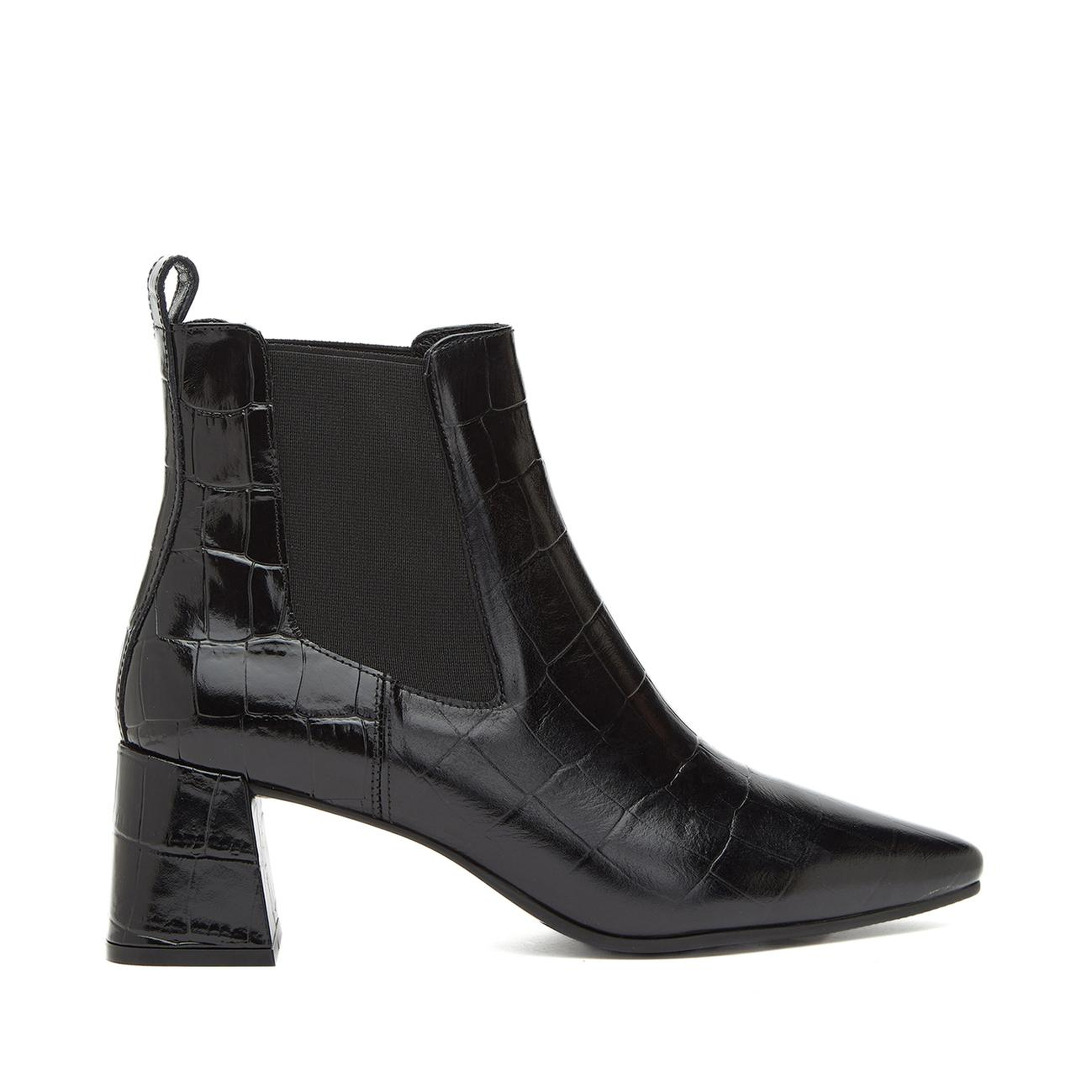 Divarese Kadın Siyah Western Kroko Desenli Deri Bot
