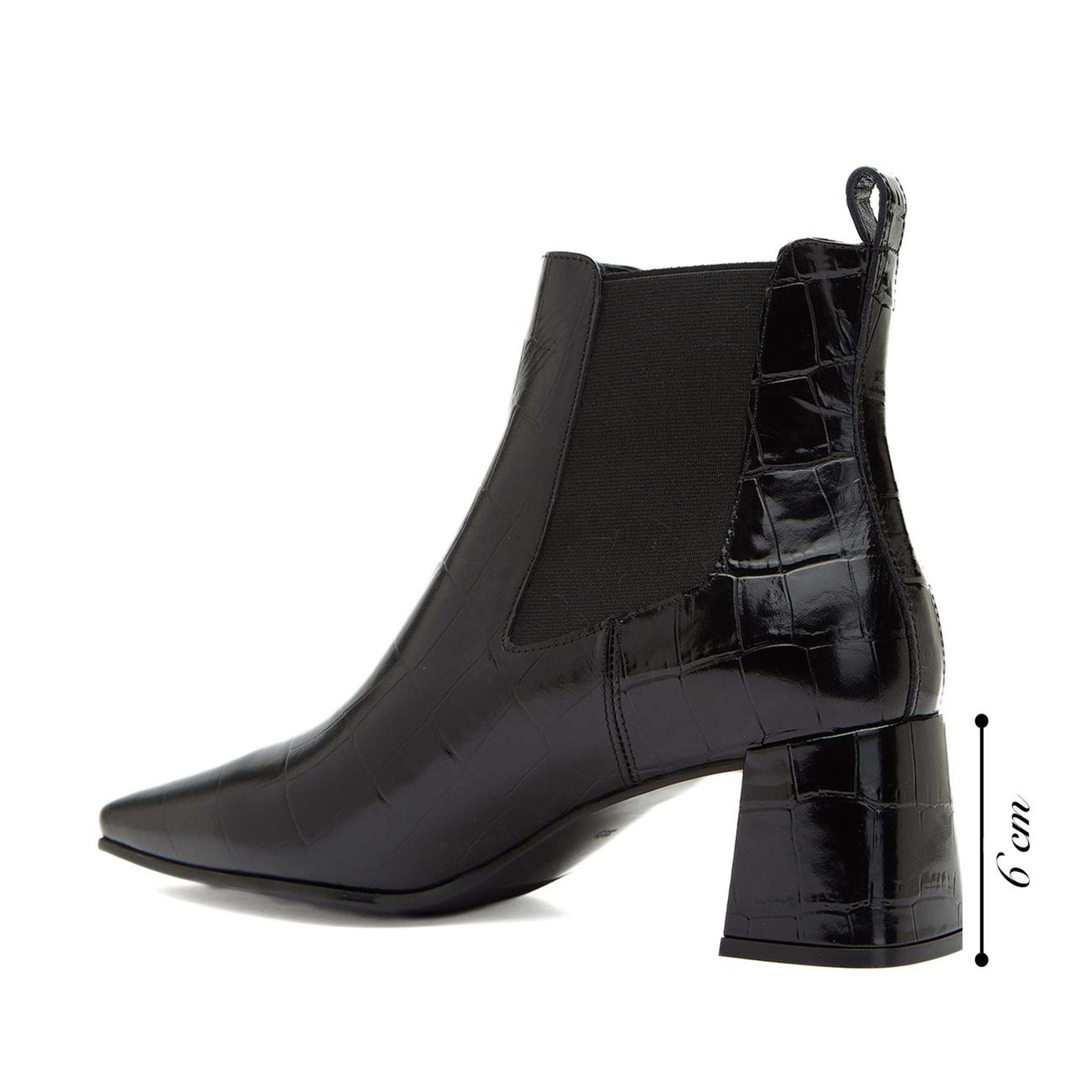 Divarese Kadın Siyah Western Kroko Desenli Deri Bot