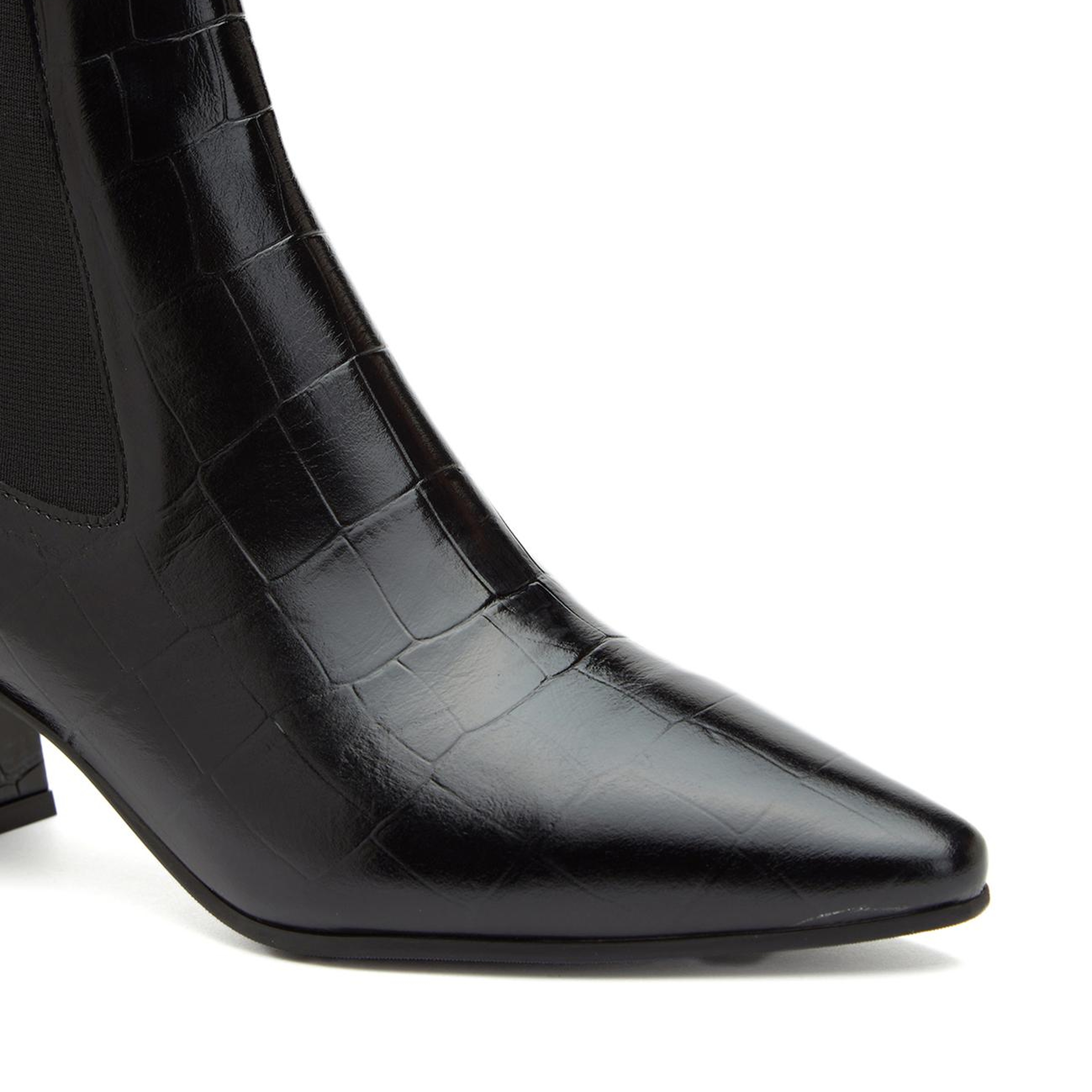 Divarese Kadın Siyah Western Kroko Desenli Deri Bot