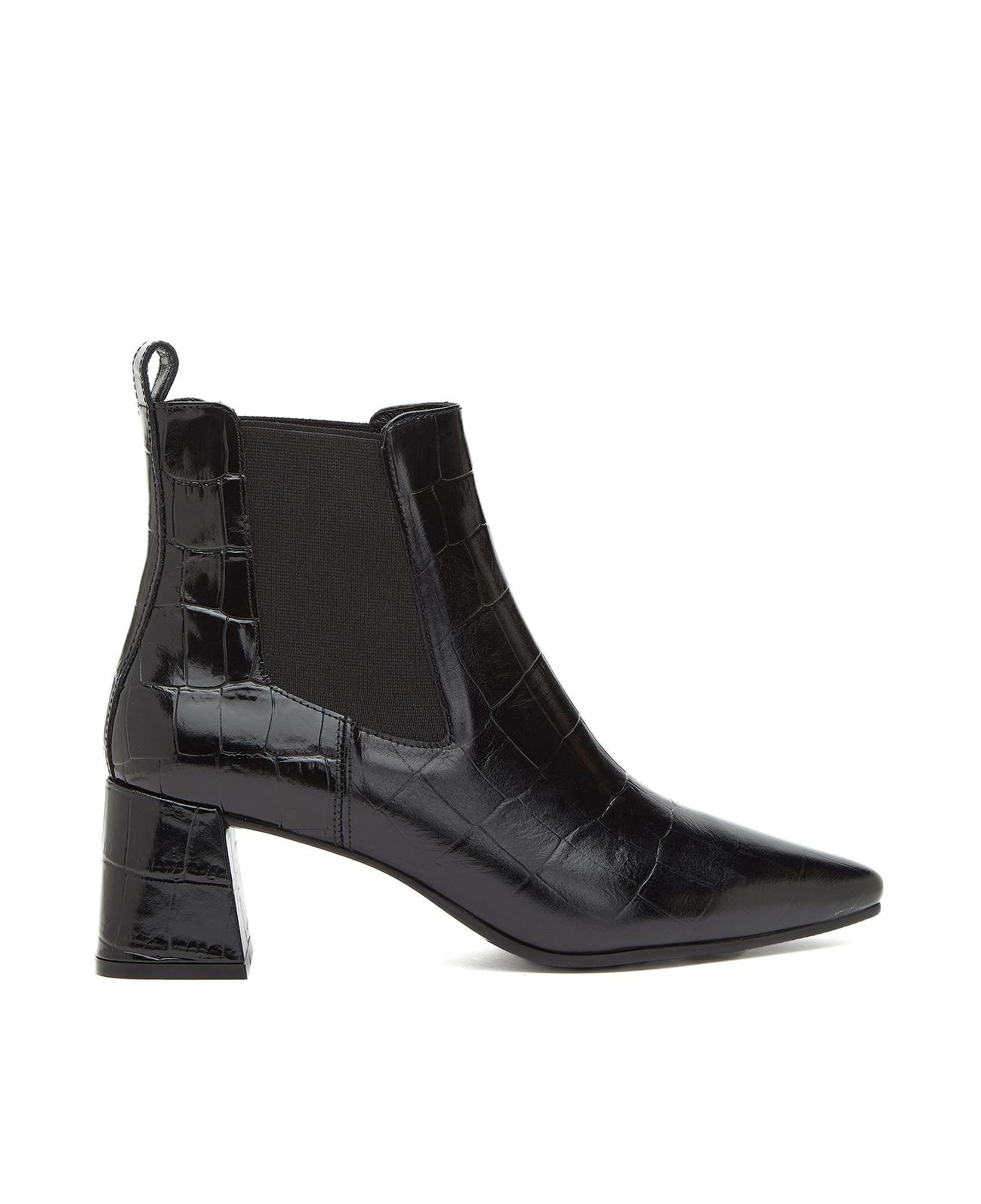 Divarese Kadın Siyah Western Kroko Desenli Deri Bot