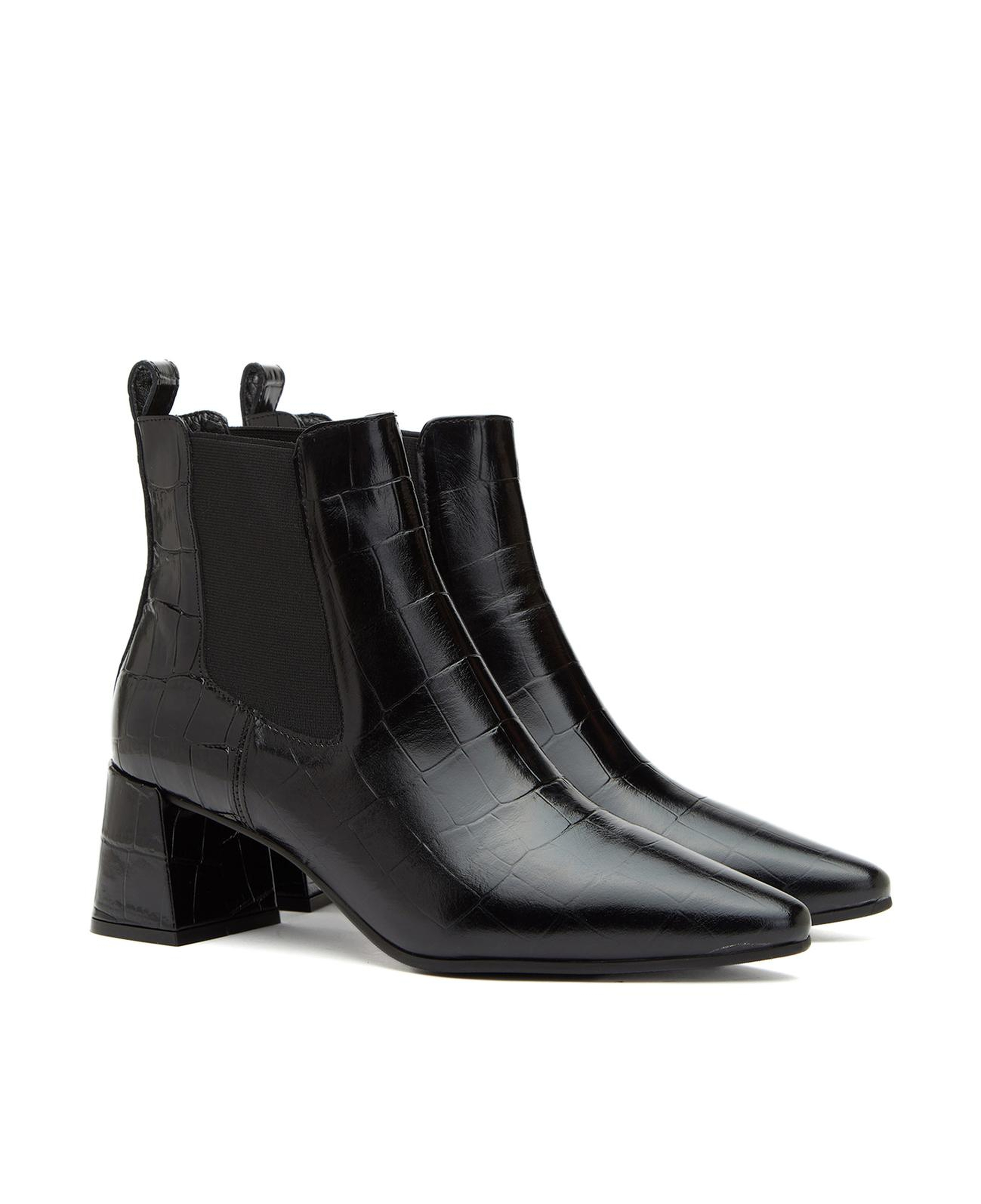 Divarese Kadın Siyah Western Kroko Desenli Deri Bot