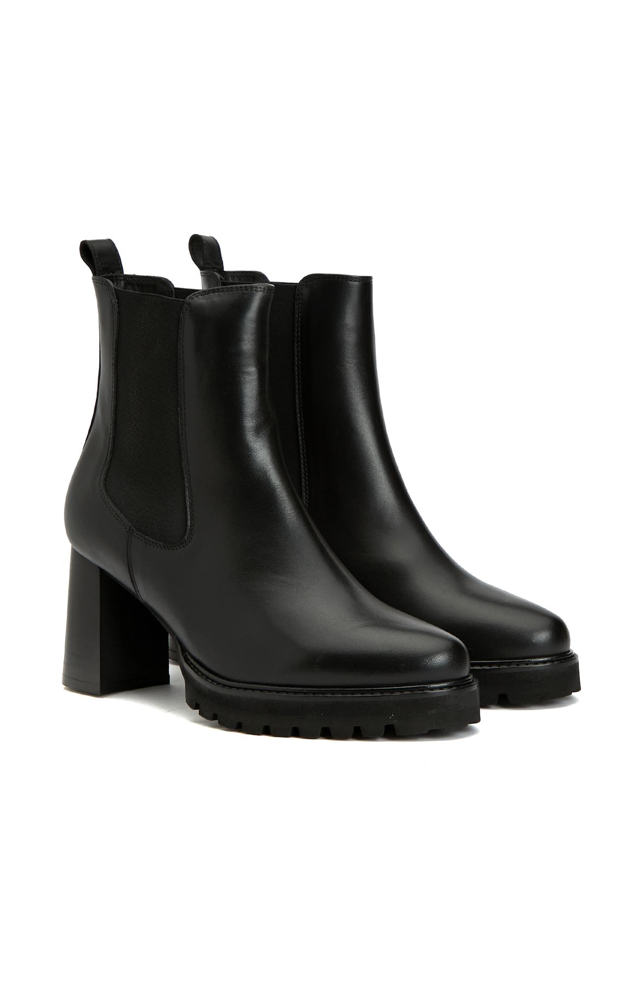 Divarese Kadın Siyah Topuklu Chelsea Deri Bot