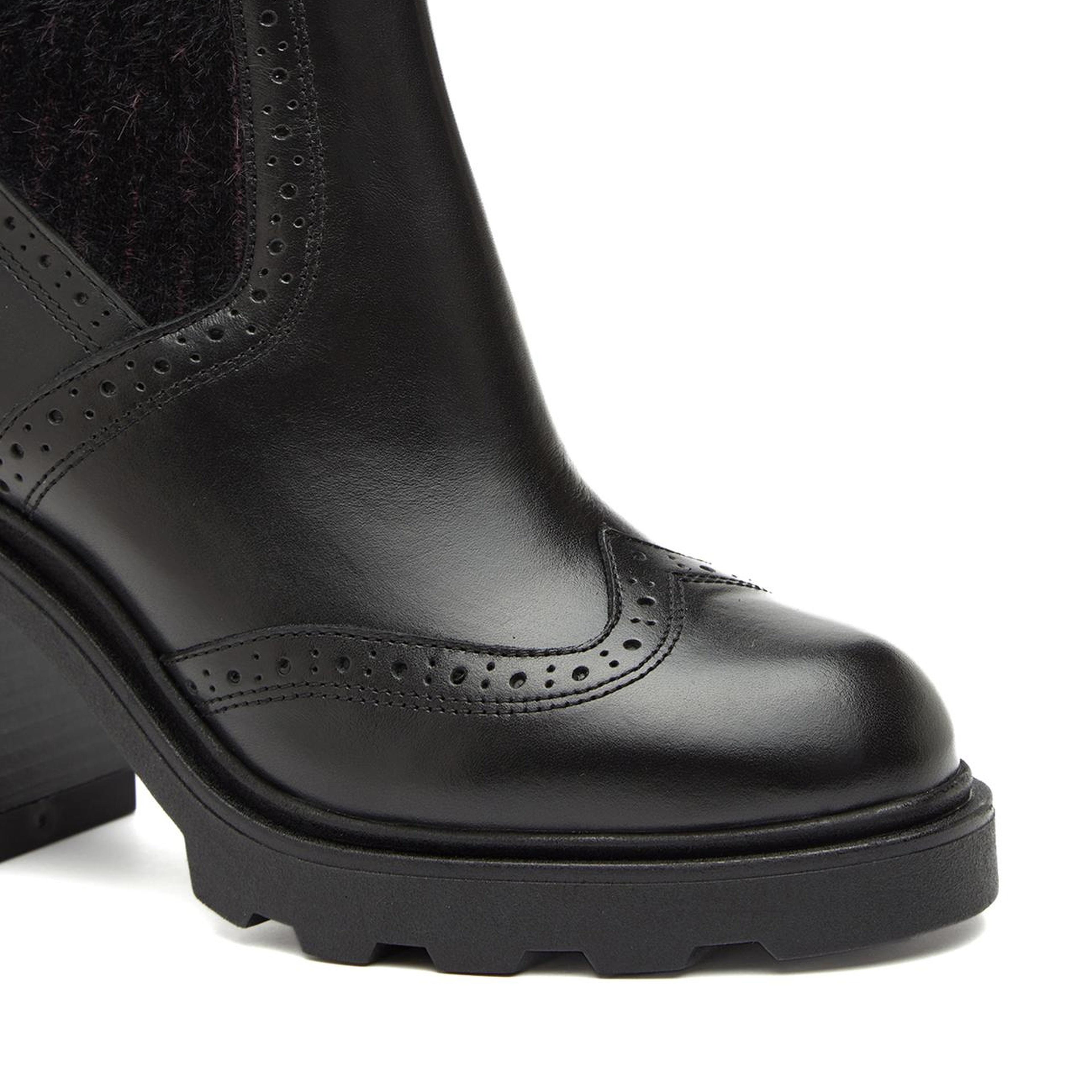 Divarese Kadın Siyah Triko Detaylı Deri Bot