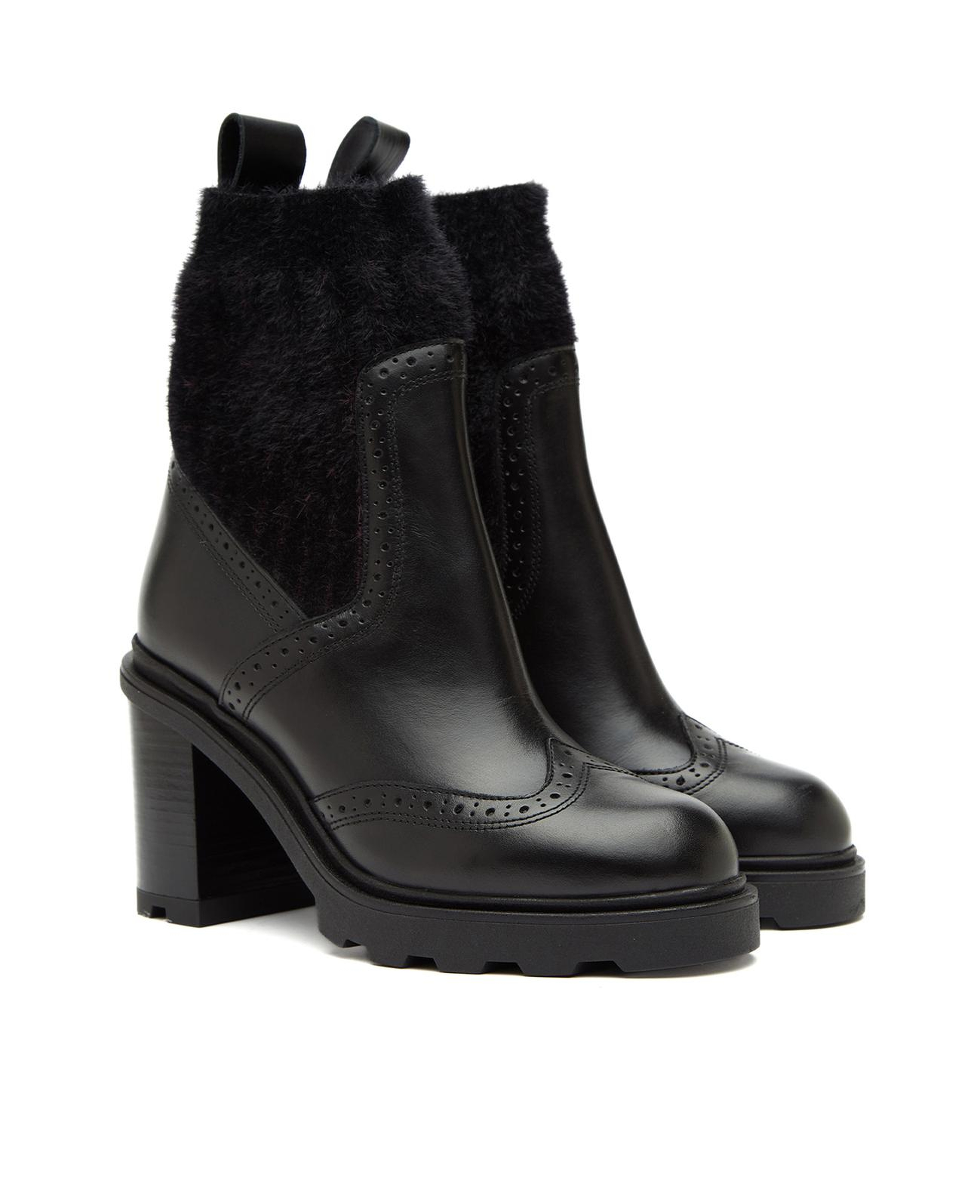 Divarese Kadın Siyah Triko Detaylı Deri Bot