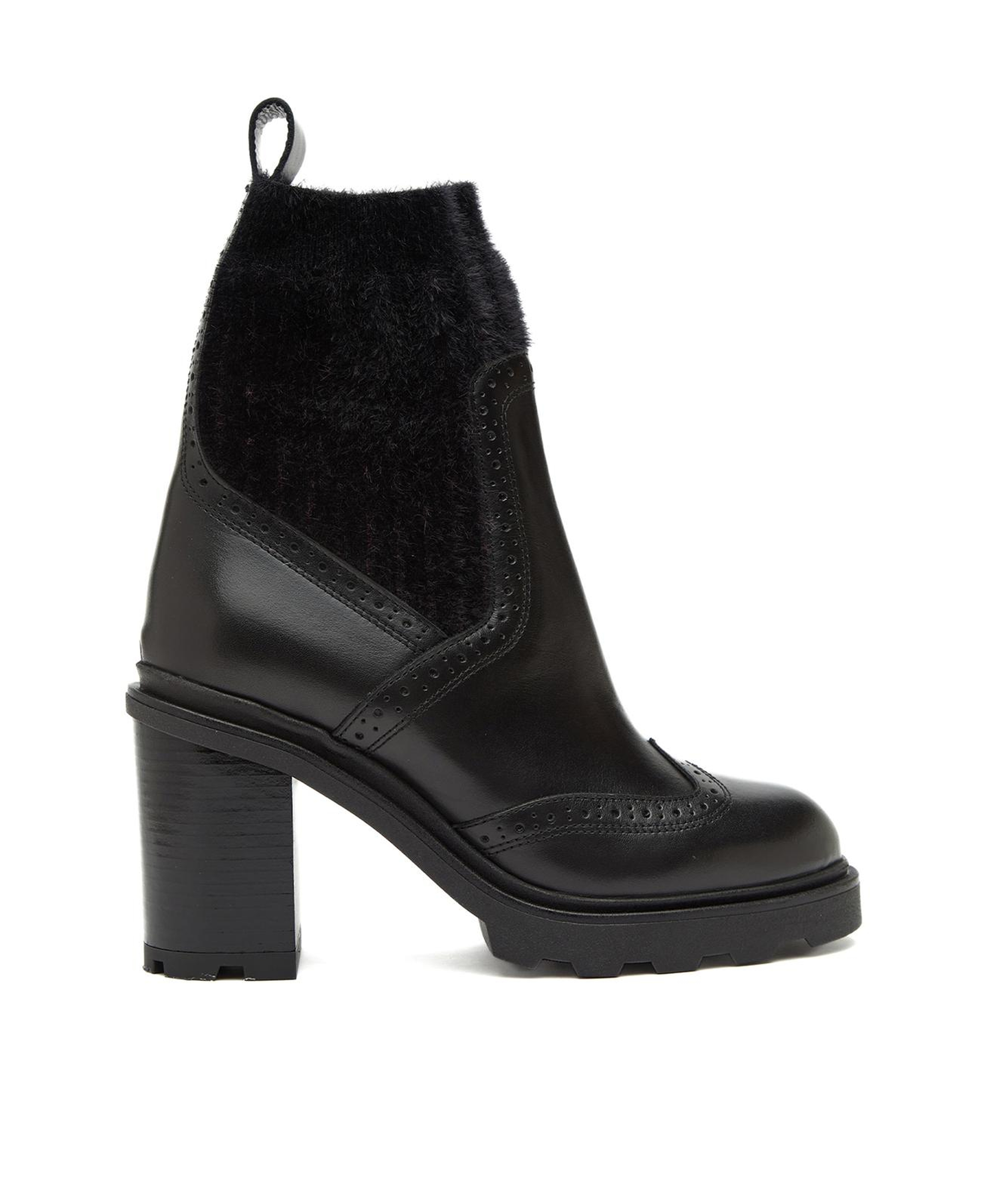 Divarese Kadın Siyah Triko Detaylı Deri Bot