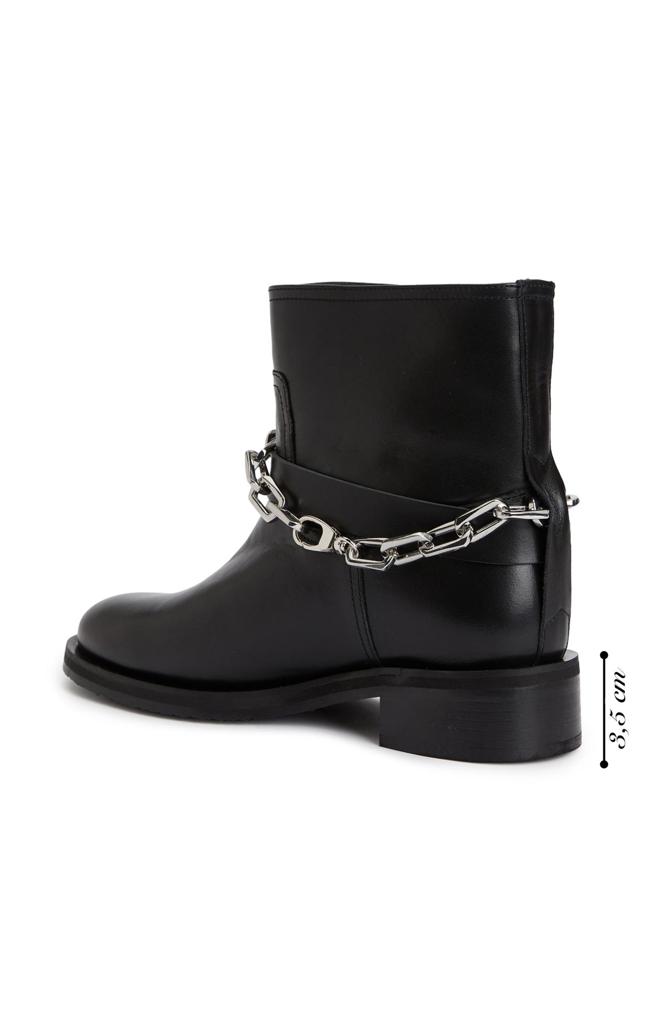 Divarese Kadın Siyah Zincir Detaylı Deri Western Bot