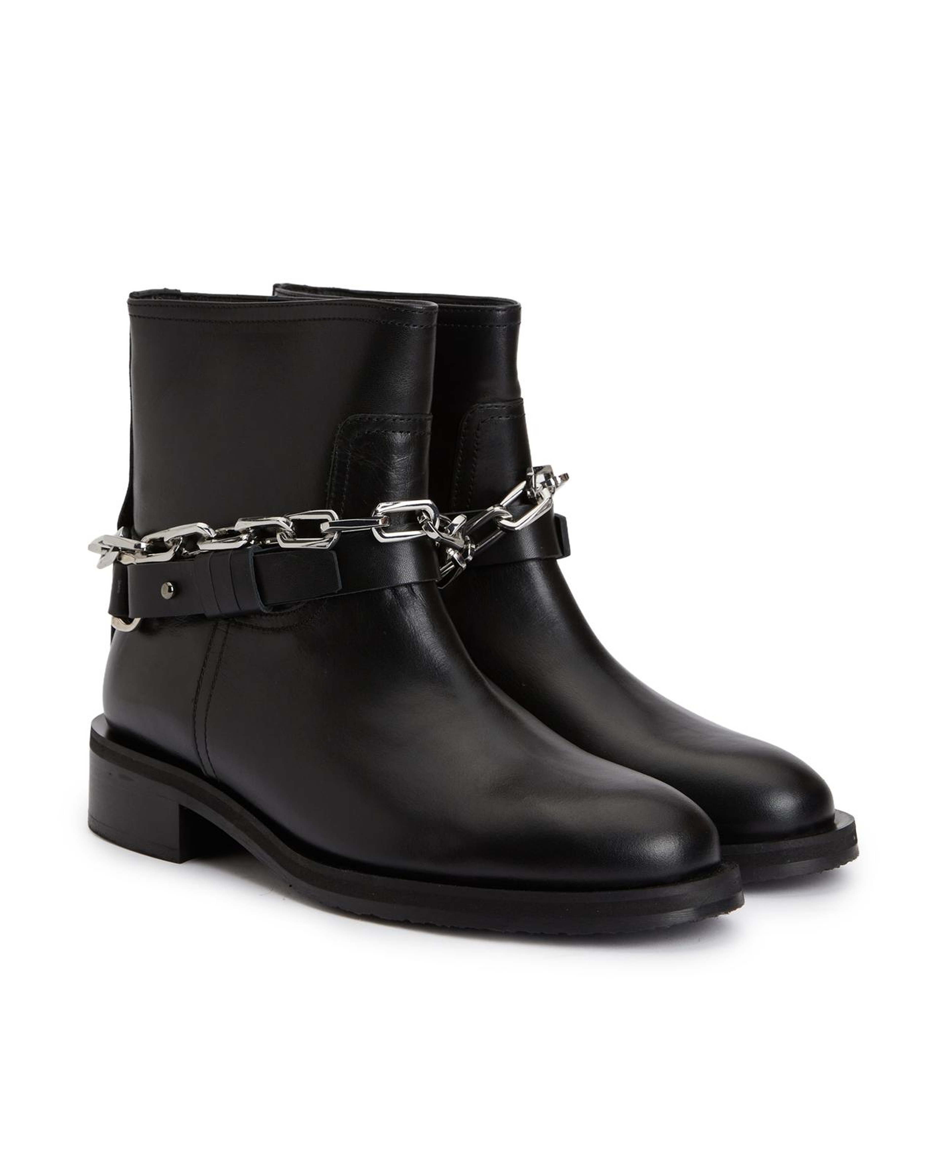 Divarese Kadın Siyah Zincir Detaylı Deri Western Bot