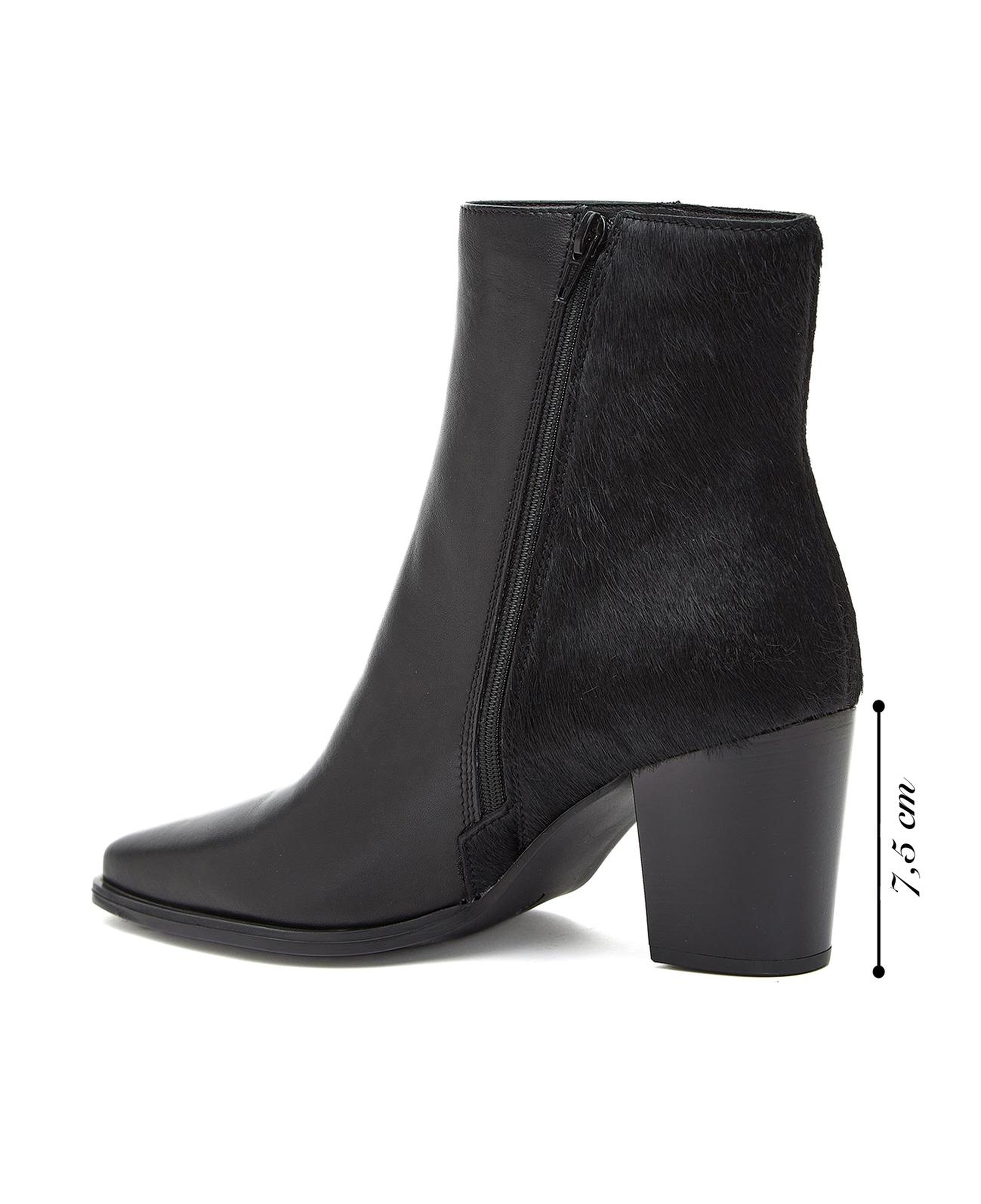 Divarese Kadın Siyah Tay Tüyü Detaylı Western Deri Bot