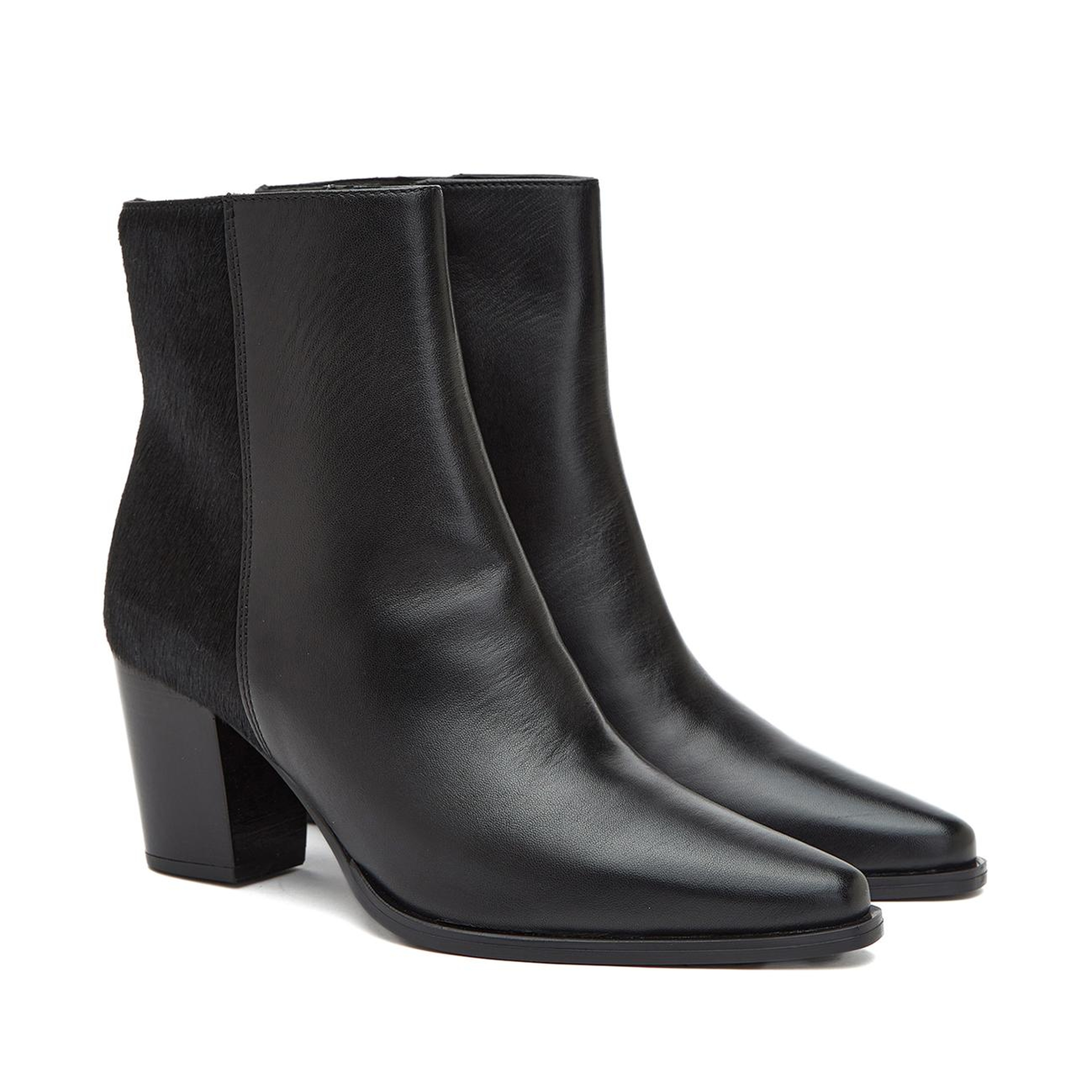 Divarese Kadın Siyah Tay Tüyü Detaylı Western Deri Bot