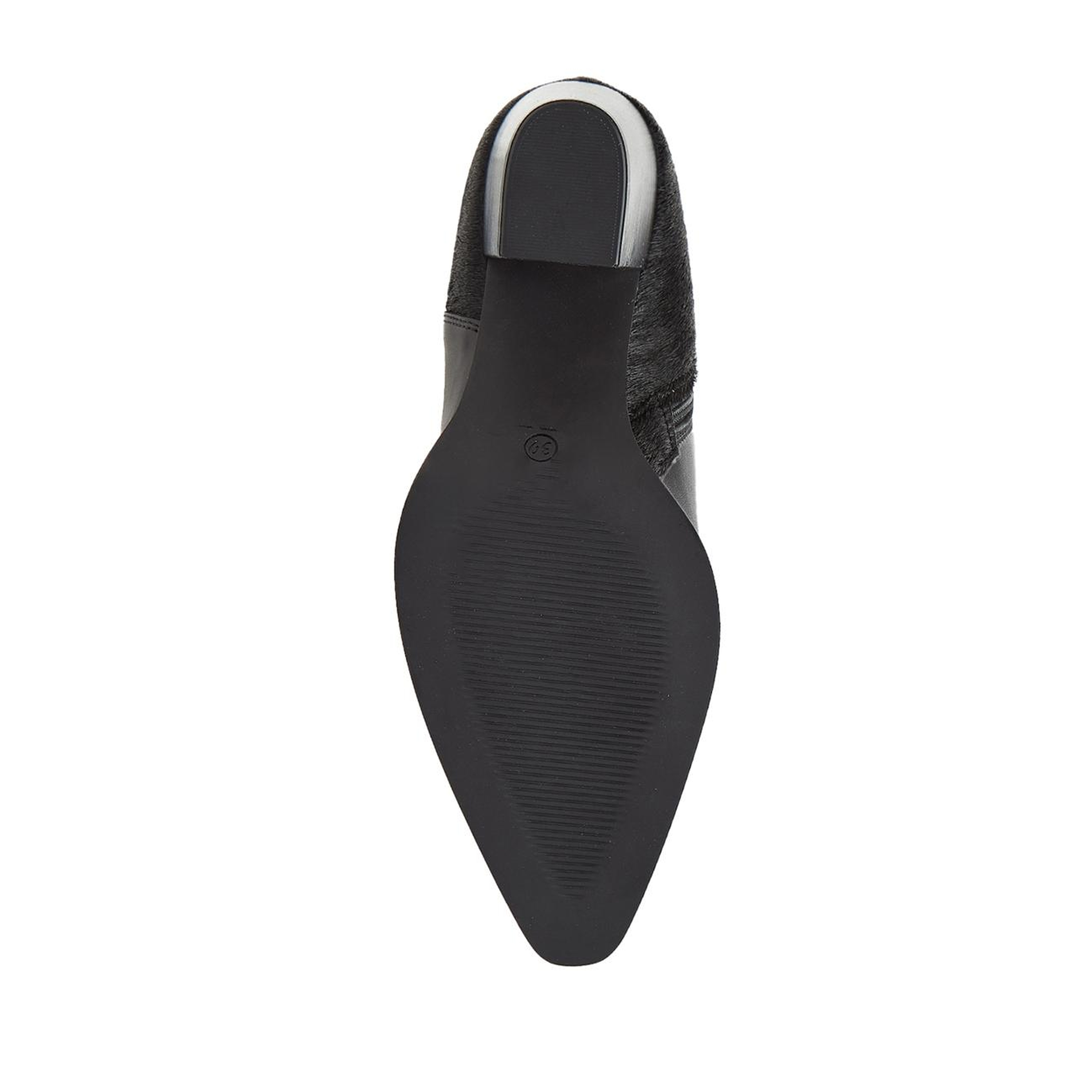 Divarese Kadın Siyah Tay Tüyü Detaylı Western Deri Bot