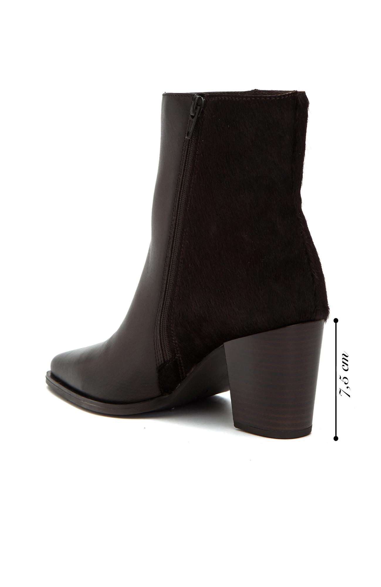 Divarese Kadın Kahverengi Tay Tüyü Detaylı Western Deri Bot