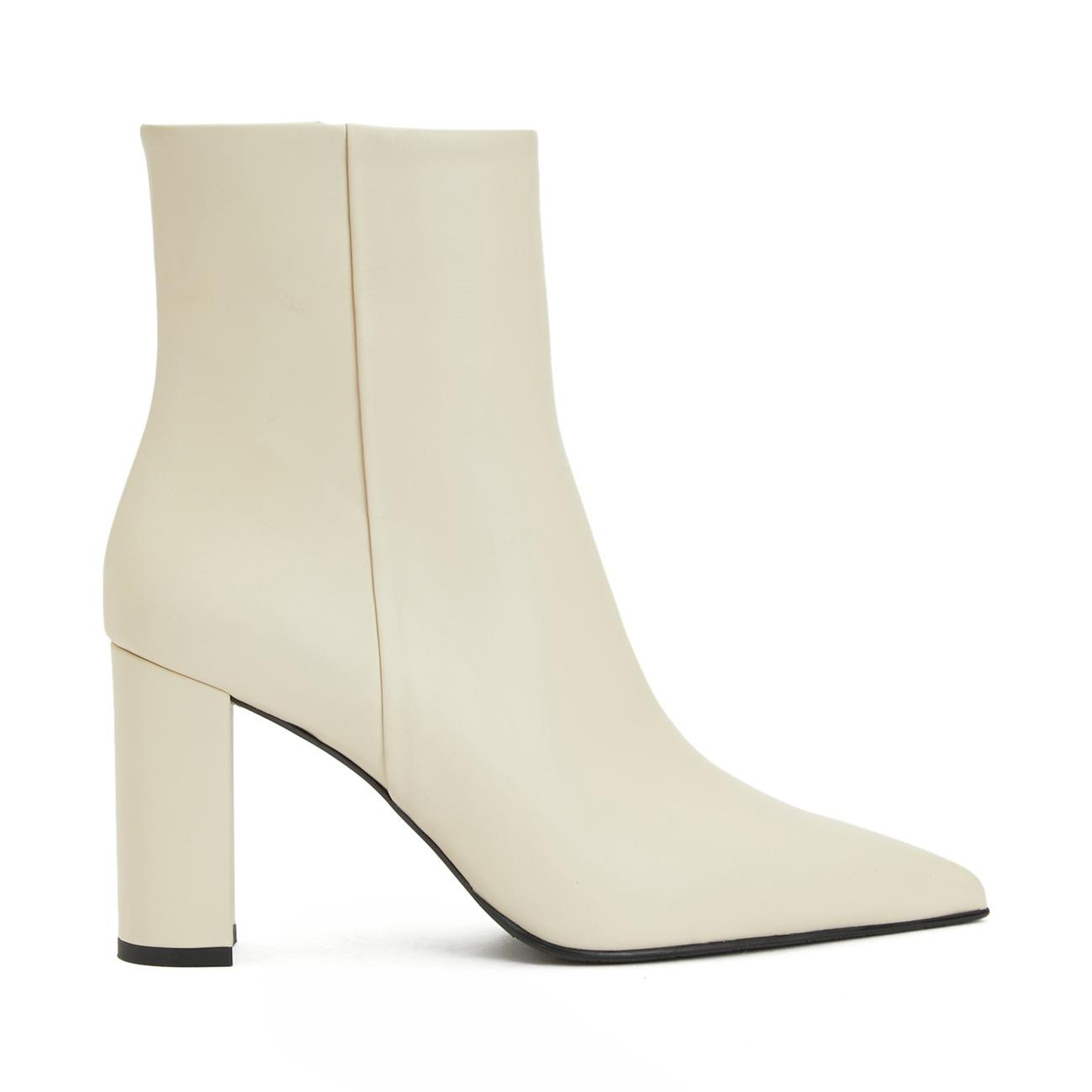 George Hogg Kadın Kırık Beyaz Fermuarlı Deri Bot