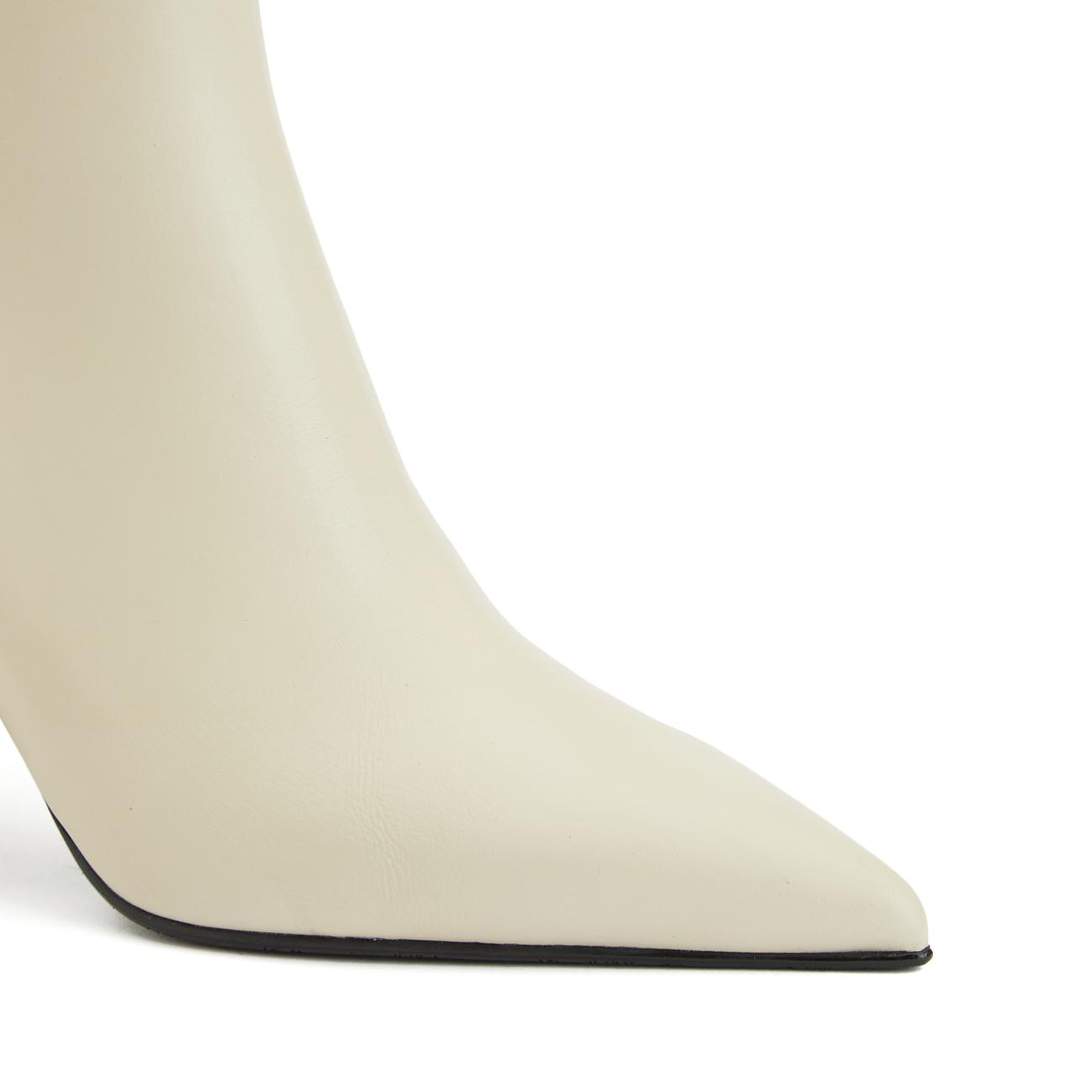 George Hogg Kadın Kırık Beyaz Fermuarlı Deri Bot