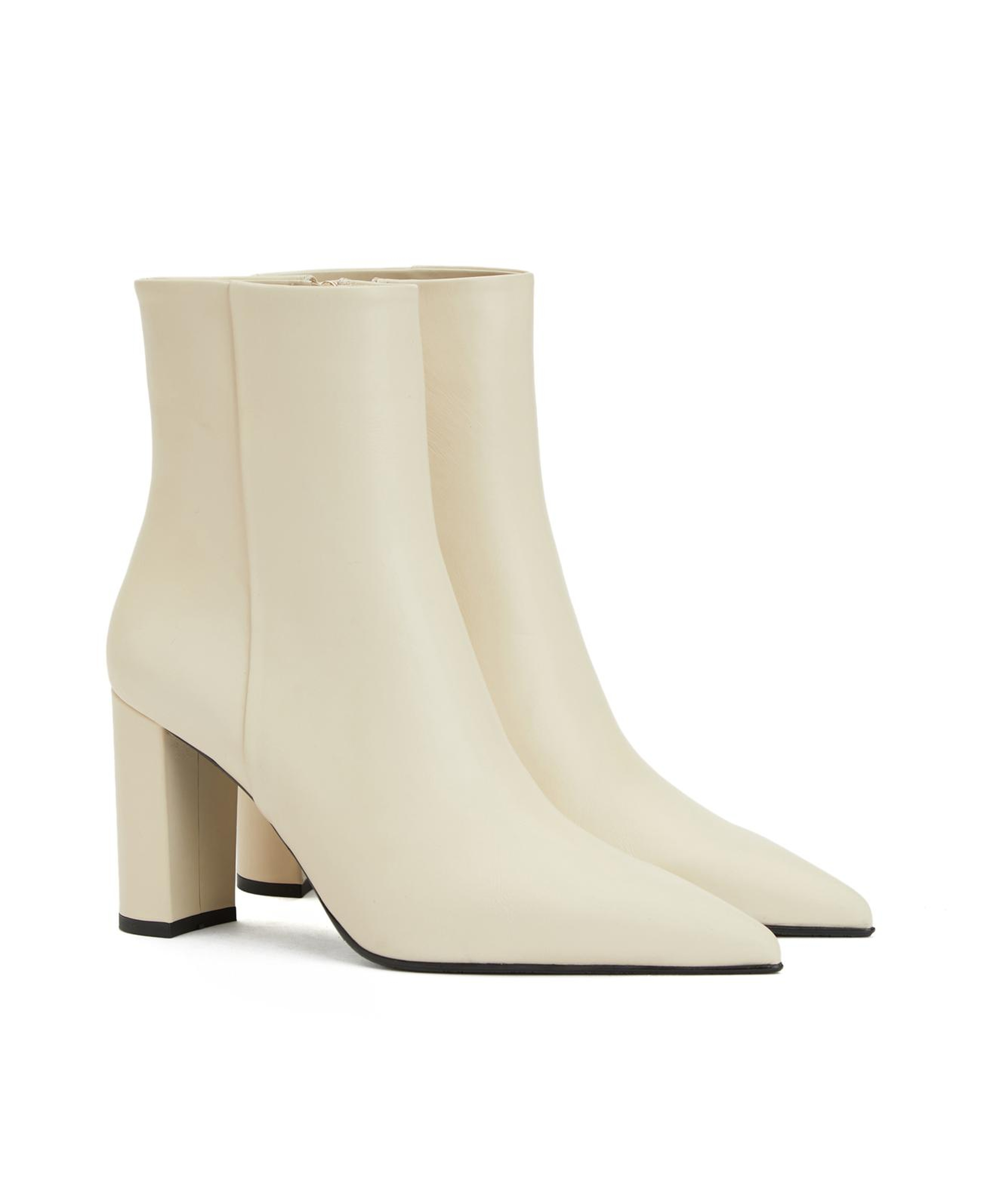 George Hogg Kadın Kırık Beyaz Fermuarlı Deri Bot