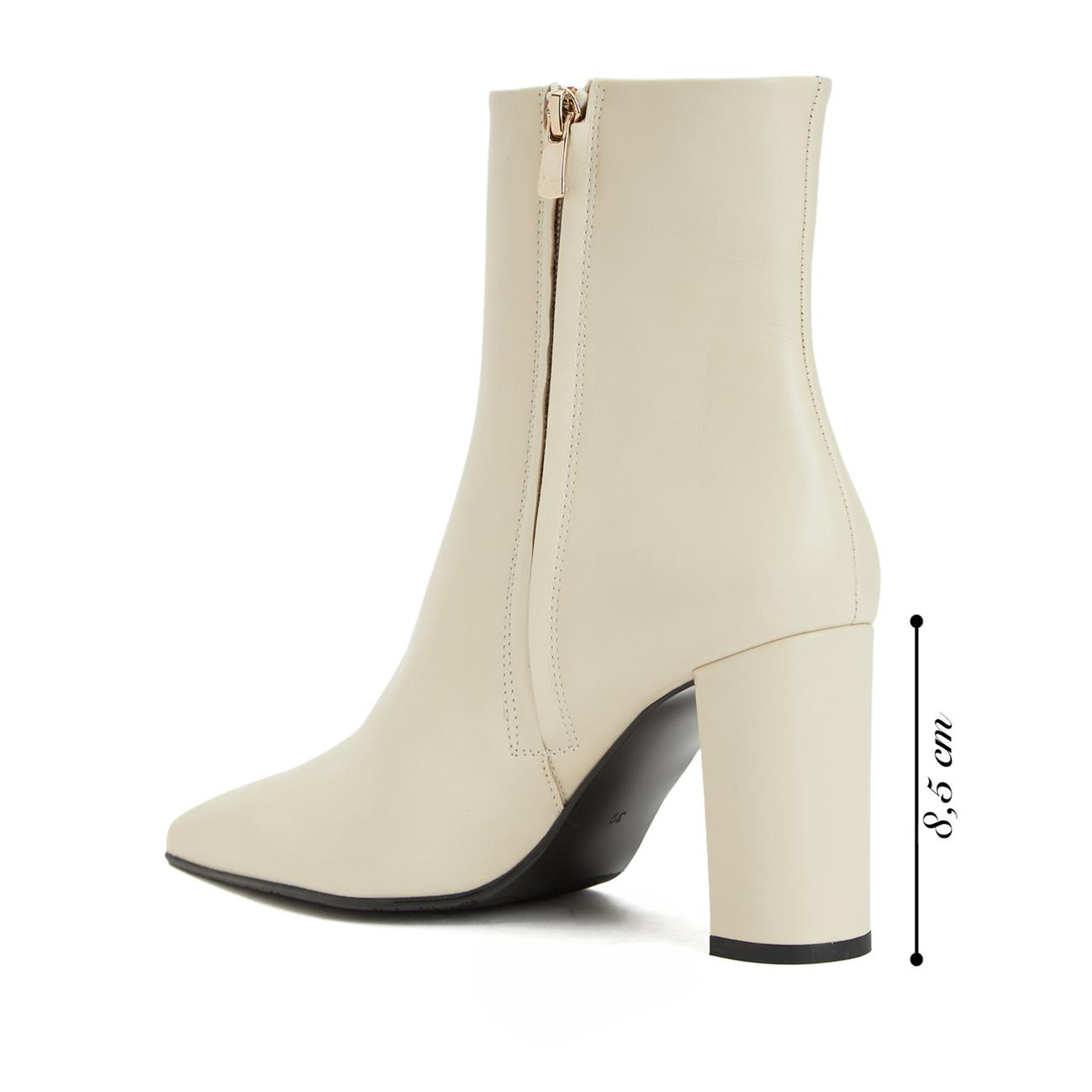 George Hogg Kadın Kırık Beyaz Fermuarlı Deri Bot