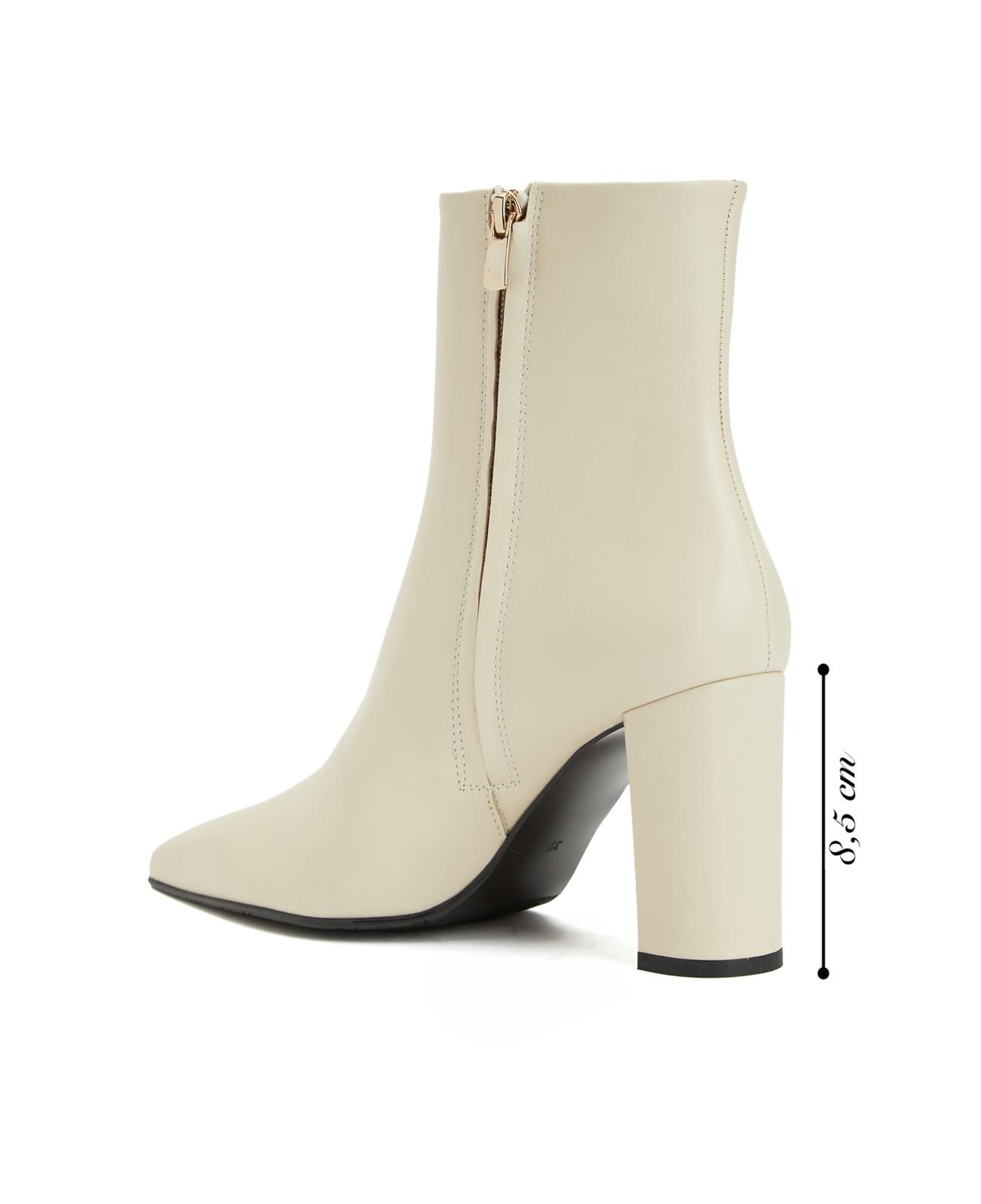 George Hogg Kadın Kırık Beyaz Fermuarlı Deri Bot