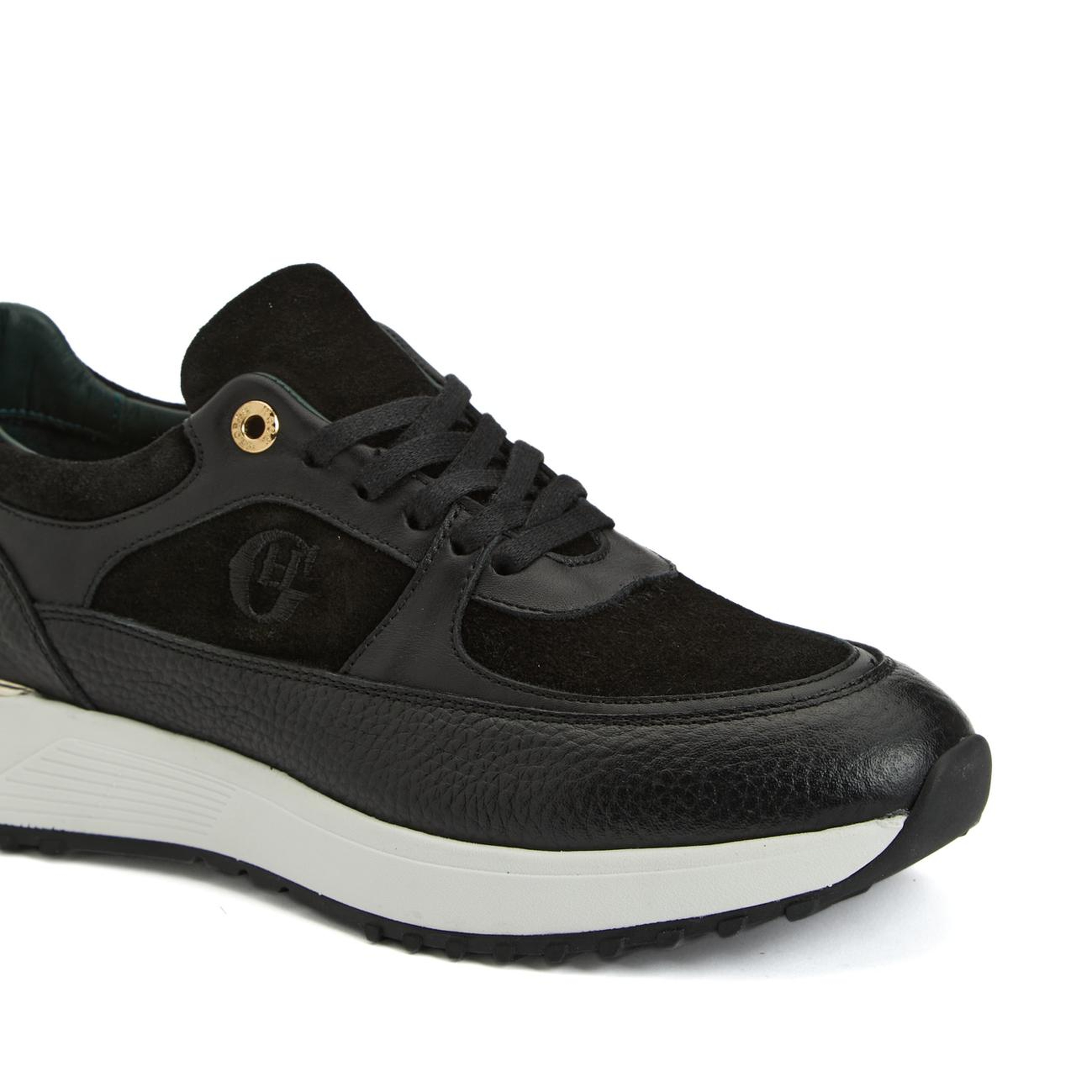 George Hogg Kadın Siyah Nakış Detaylı Deri Sneaker