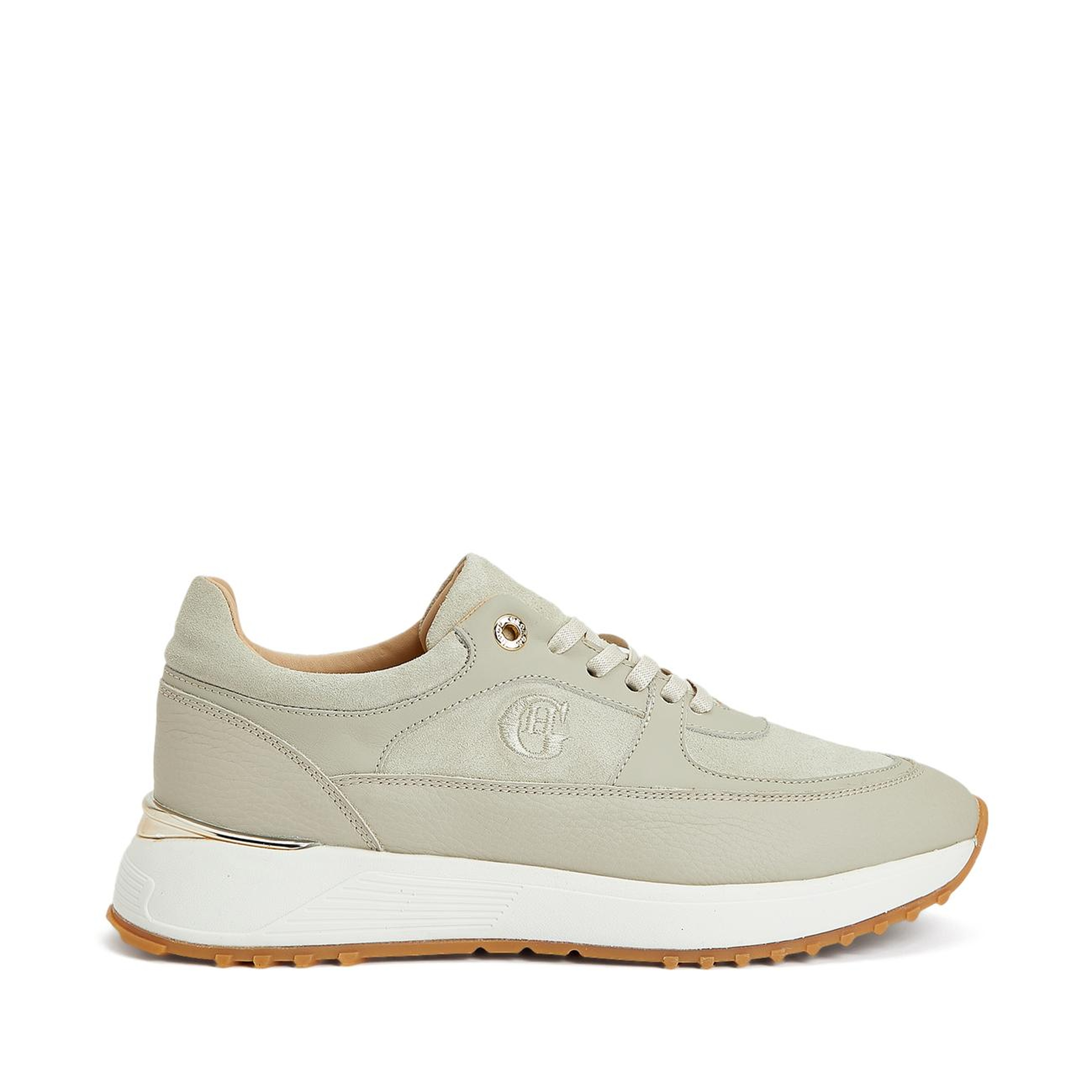 George Hogg Kadın Bej Desenli Deri Sneaker
