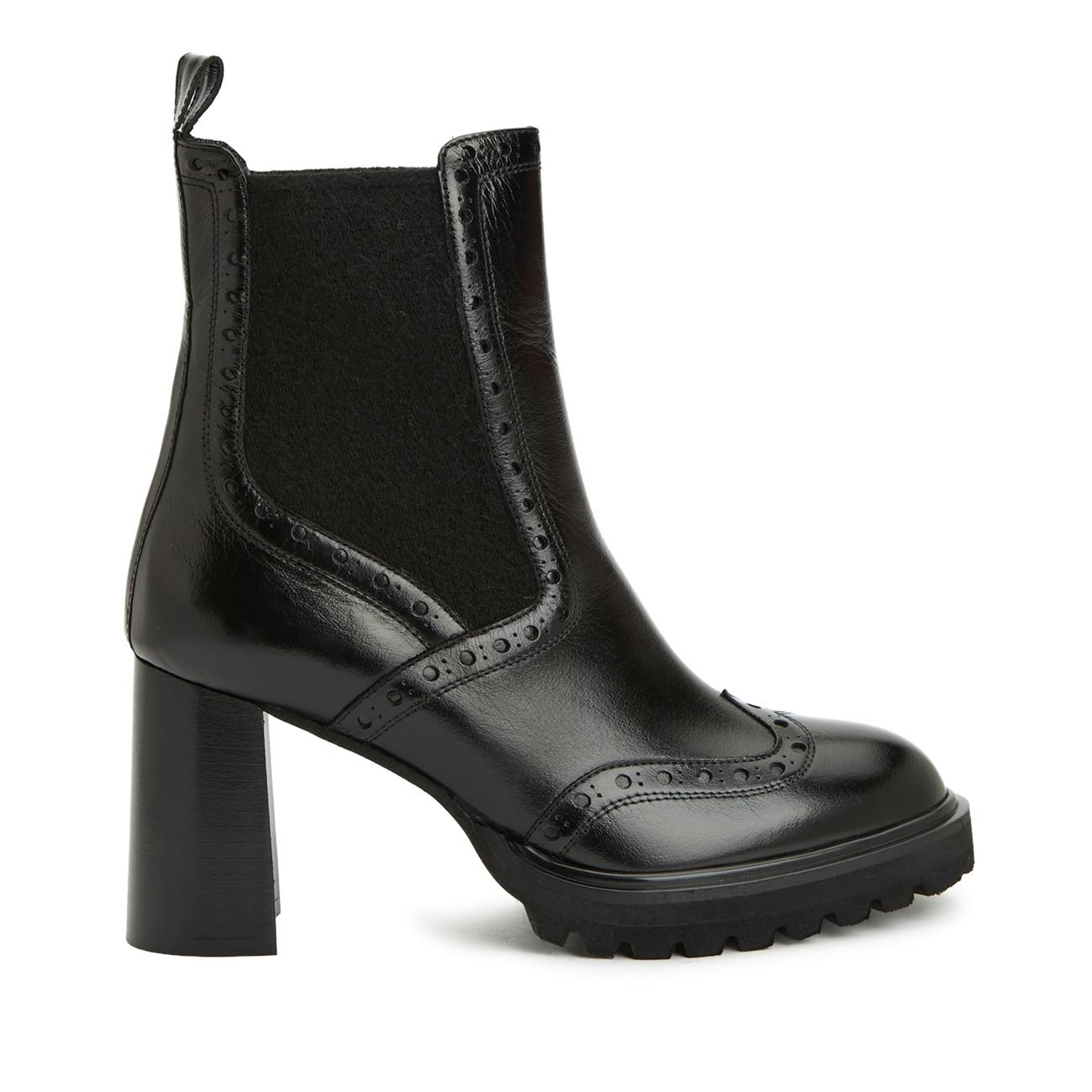 George Hogg Kadın Siyah Topuklu Chelsea Deri Bot