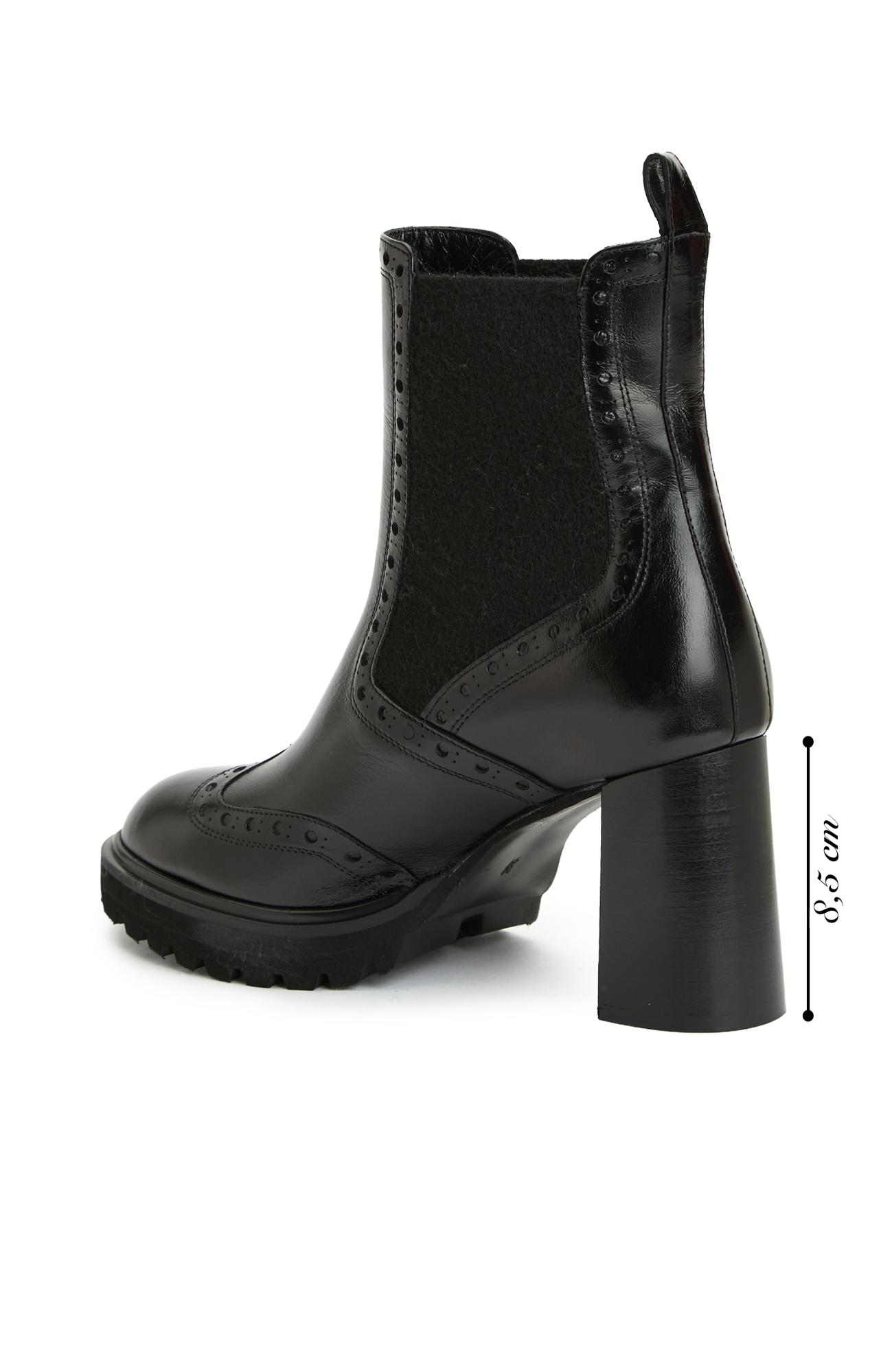 George Hogg Kadın Siyah Topuklu Chelsea Deri Bot