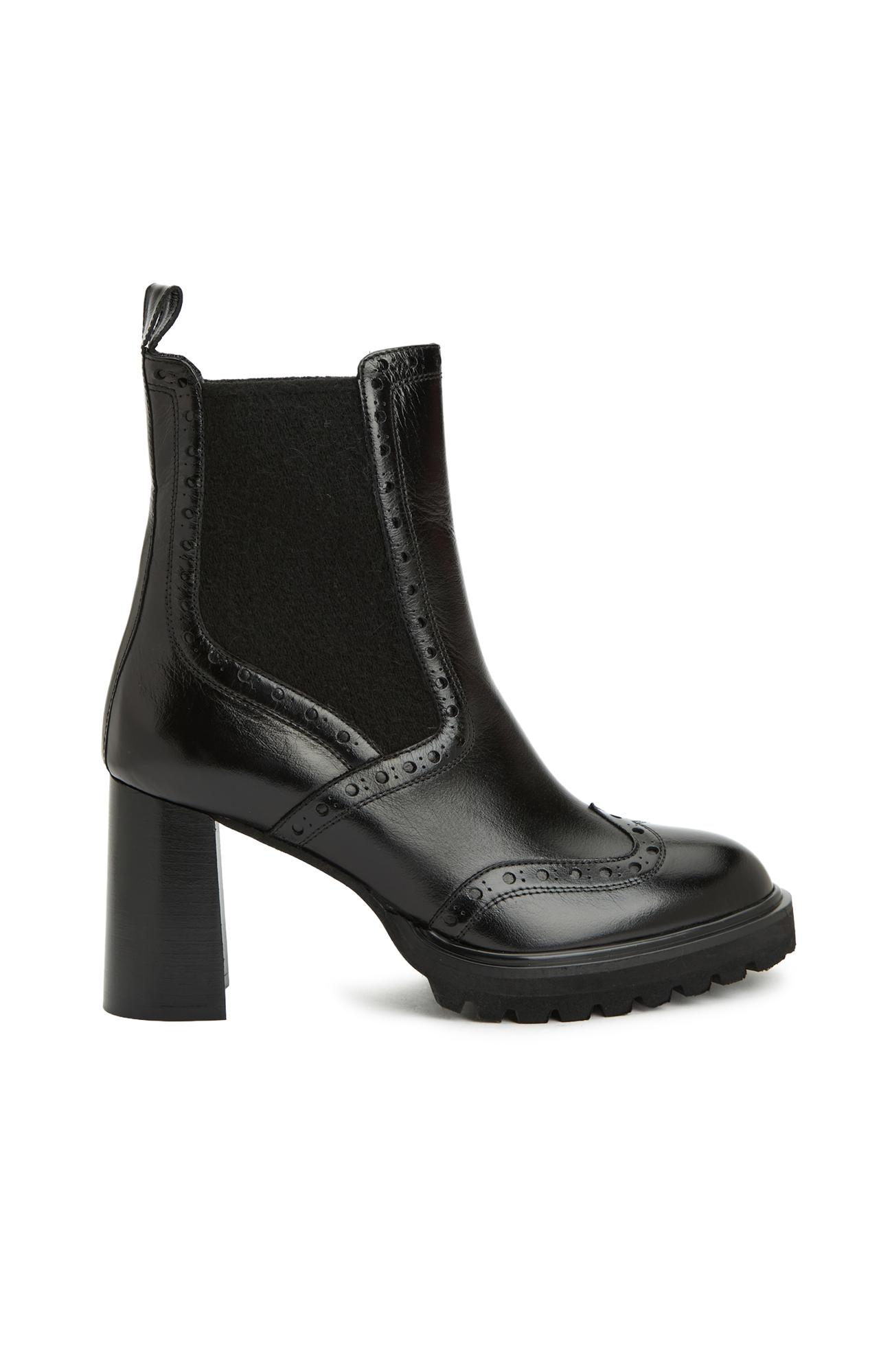 George Hogg Kadın Siyah Topuklu Chelsea Deri Bot