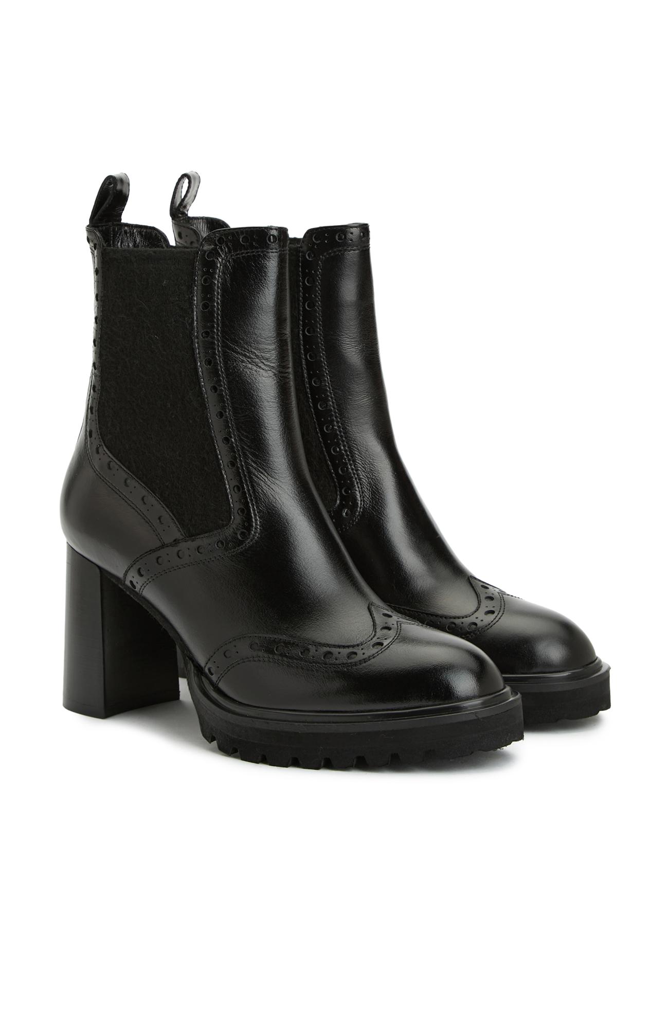 George Hogg Kadın Siyah Topuklu Chelsea Deri Bot