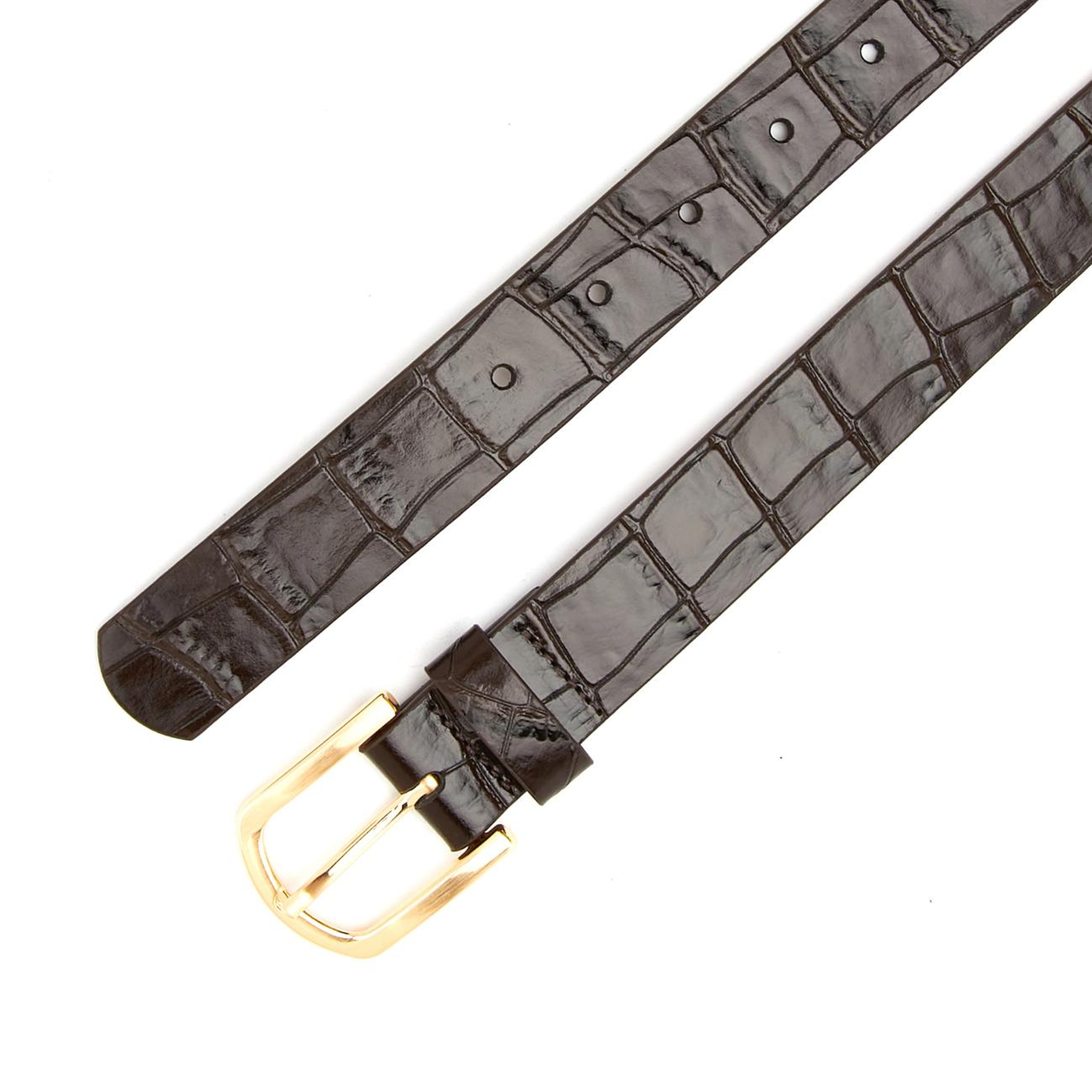 George Hogg Kadın Kahverengi Kroko Desenli Deri Kemer