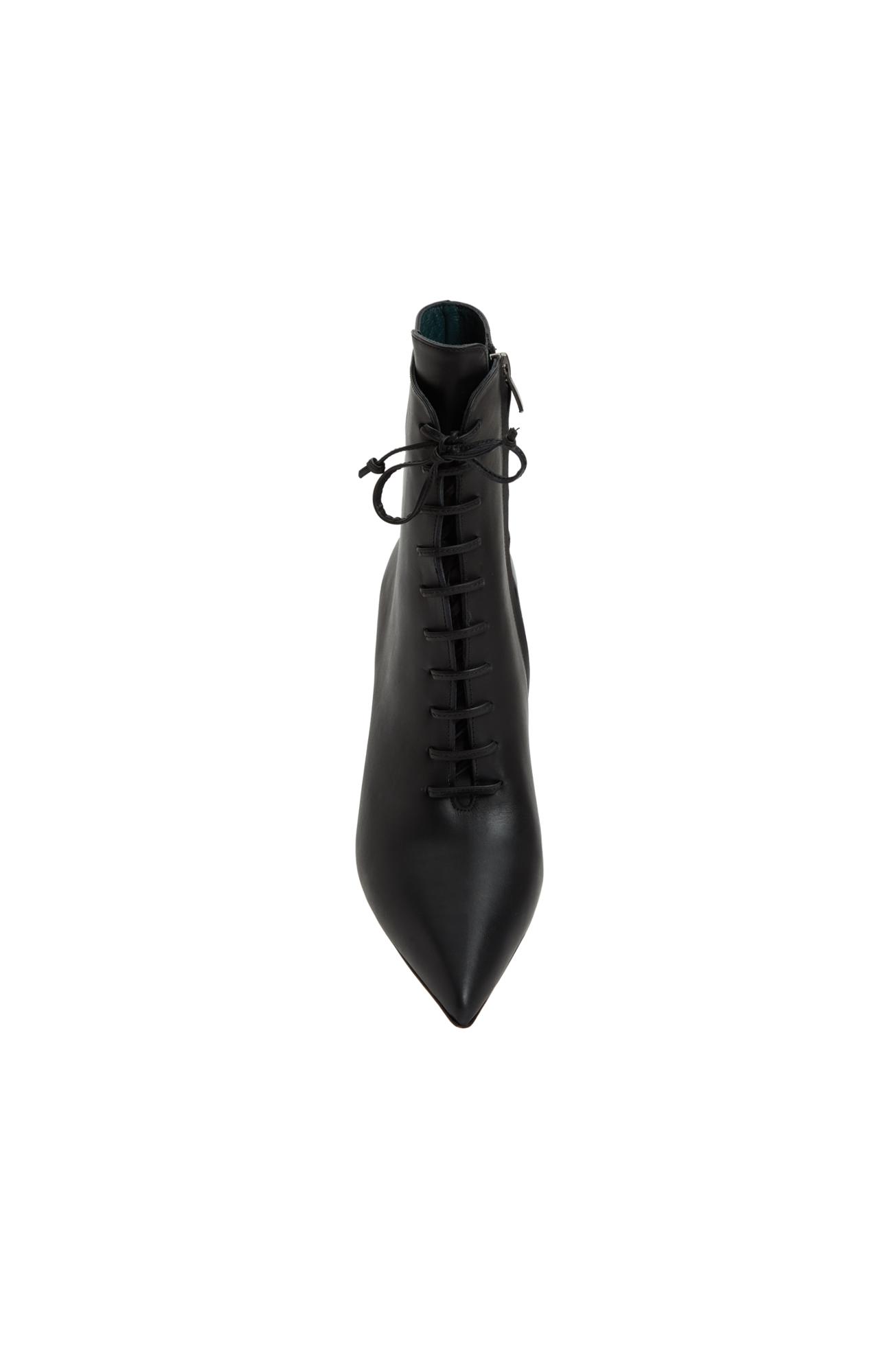 George Hogg Kadın Siyah Bağcıklı Topuklu Deri Bot