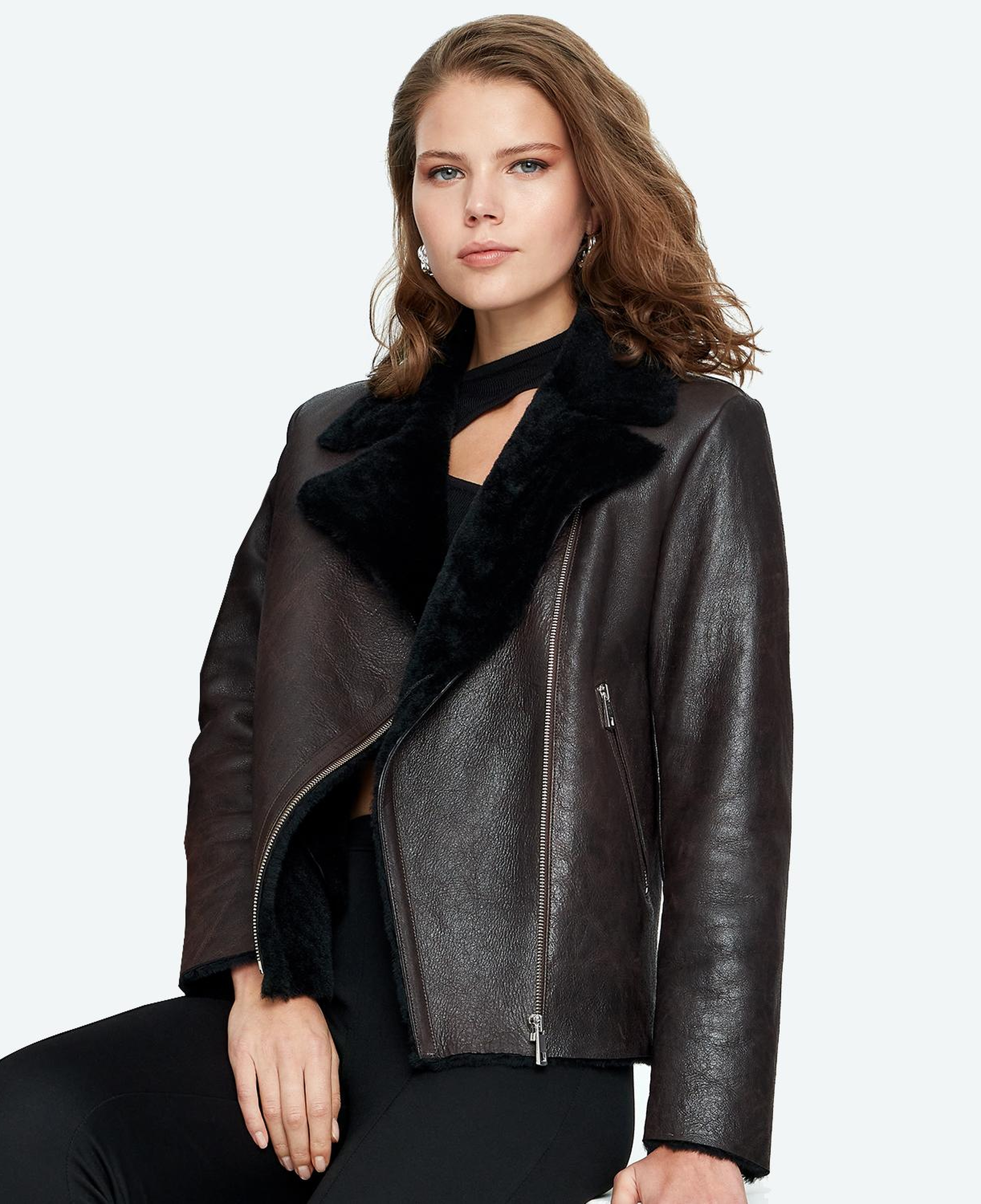 Chailyn Siyah Kadın Kürk Biker