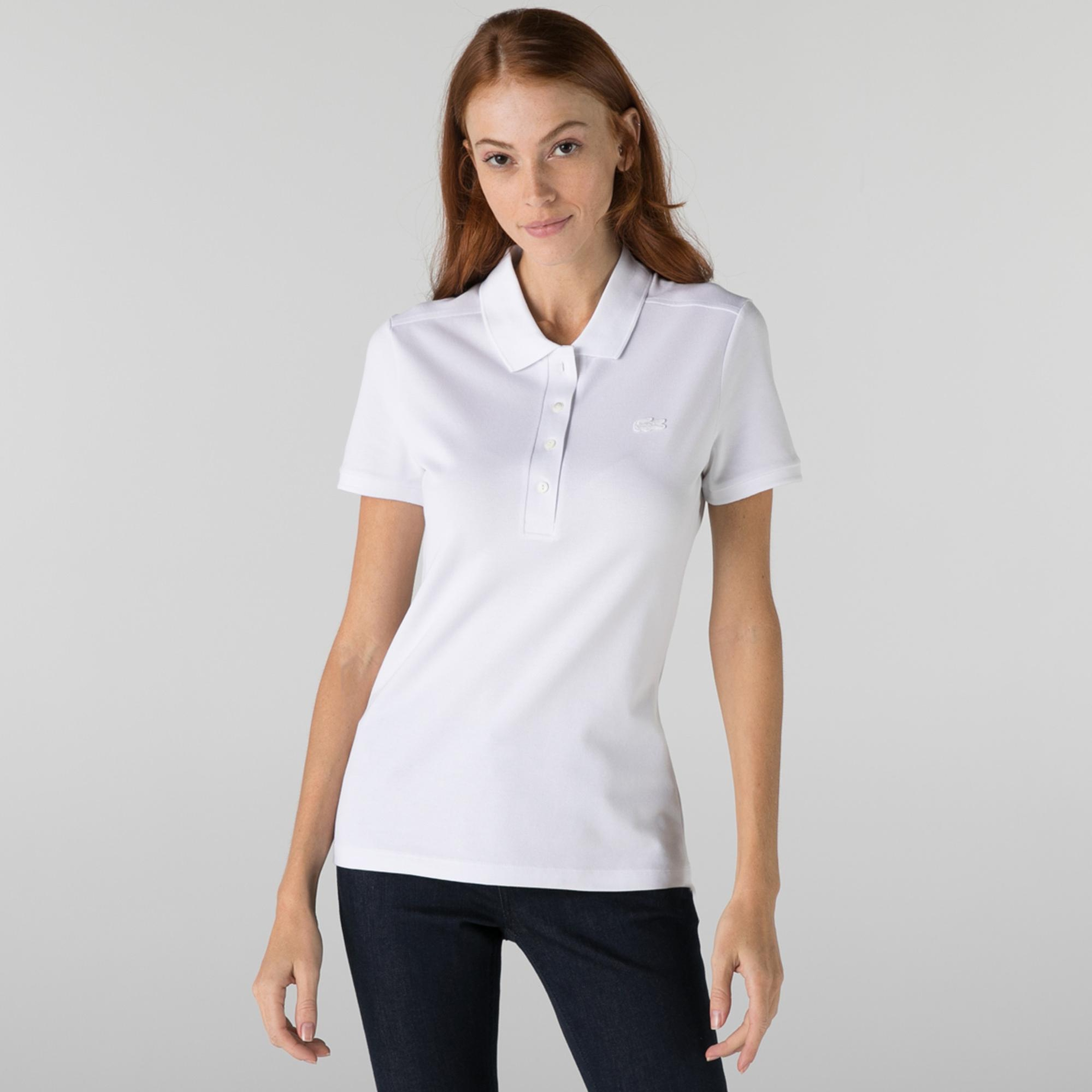 Lacoste L.12.D Kadın Slim Fit Beyaz Polo