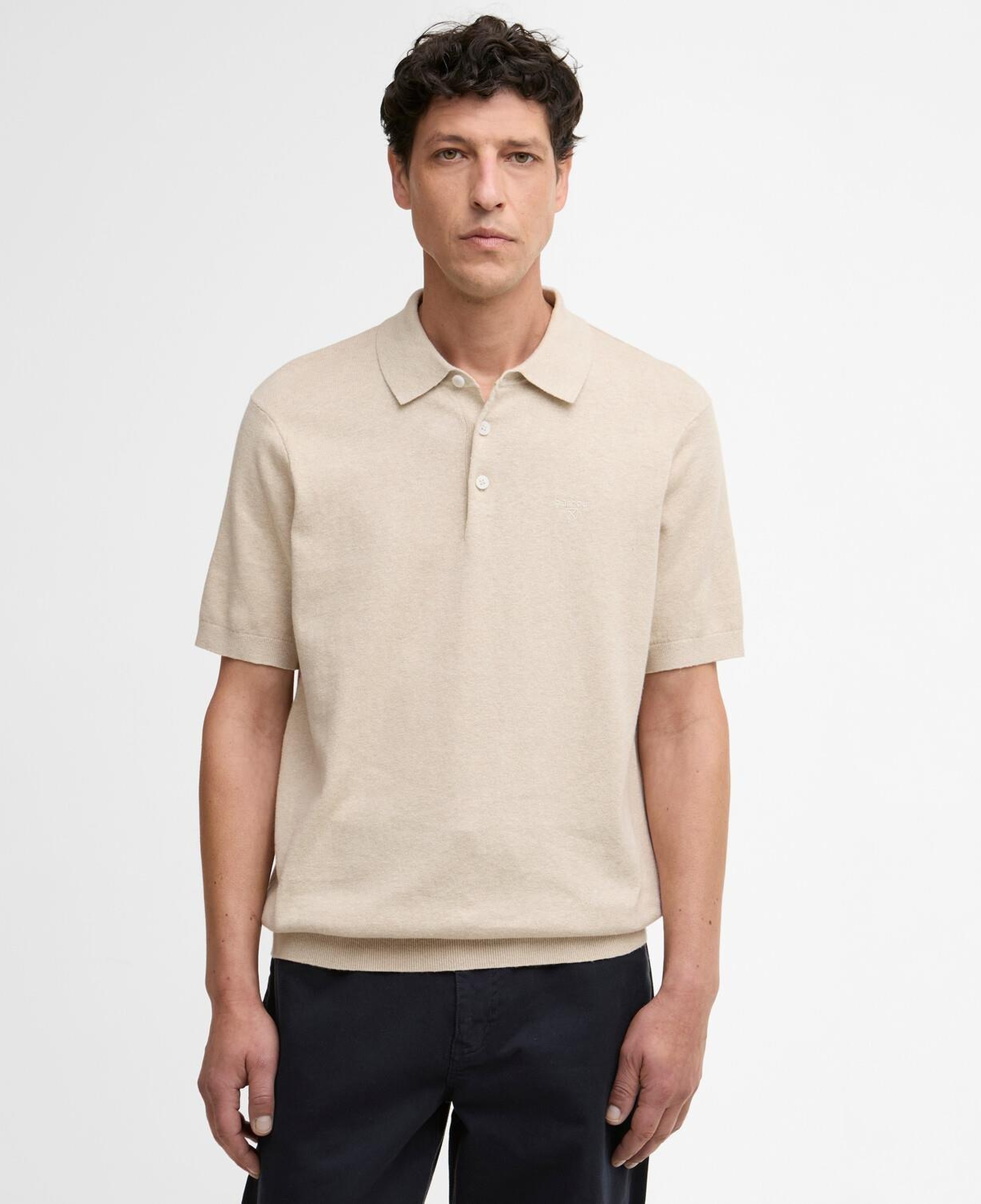 Barbour Muston Linen Blend Knitted Polo Yaka