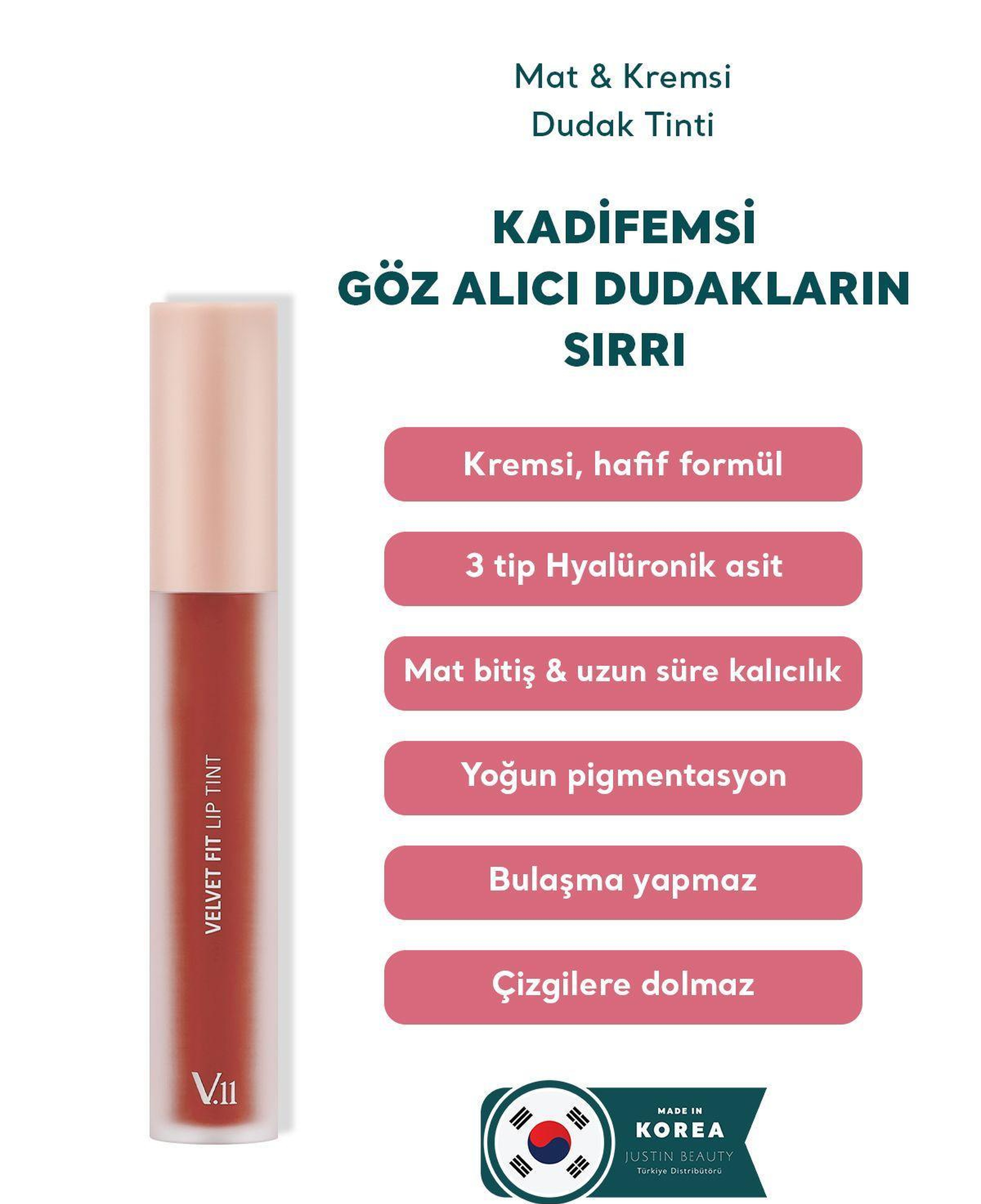 Village 11 Factory Velvet Fit Lip Tint Woody Rose 4.7g - Mat & Kremsi Dudak Tinti