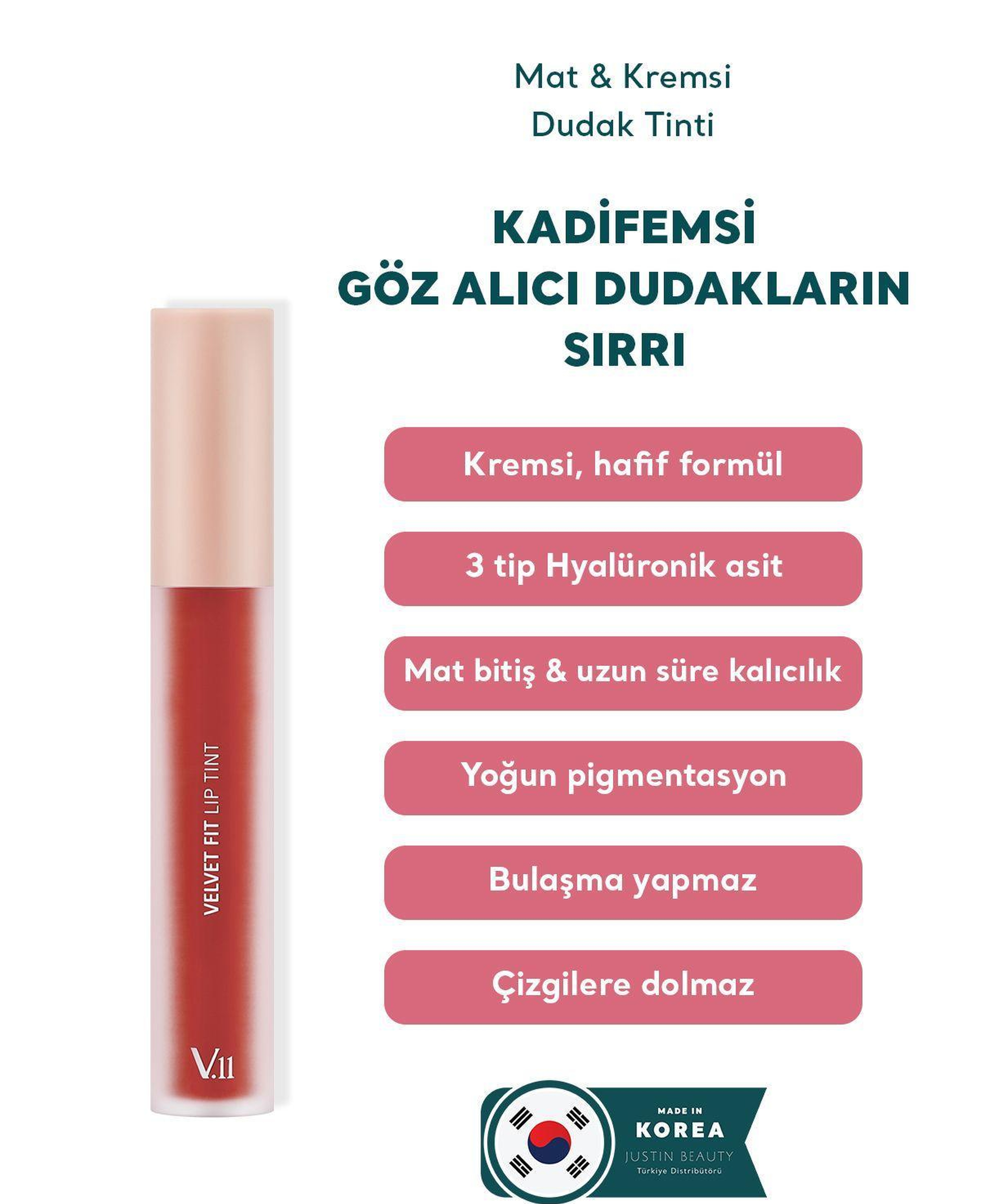 Village 11 Factory Velvet Fit Lip Tint Blooming Red 4.7g - Mat & Kremsi Dudak Tinti