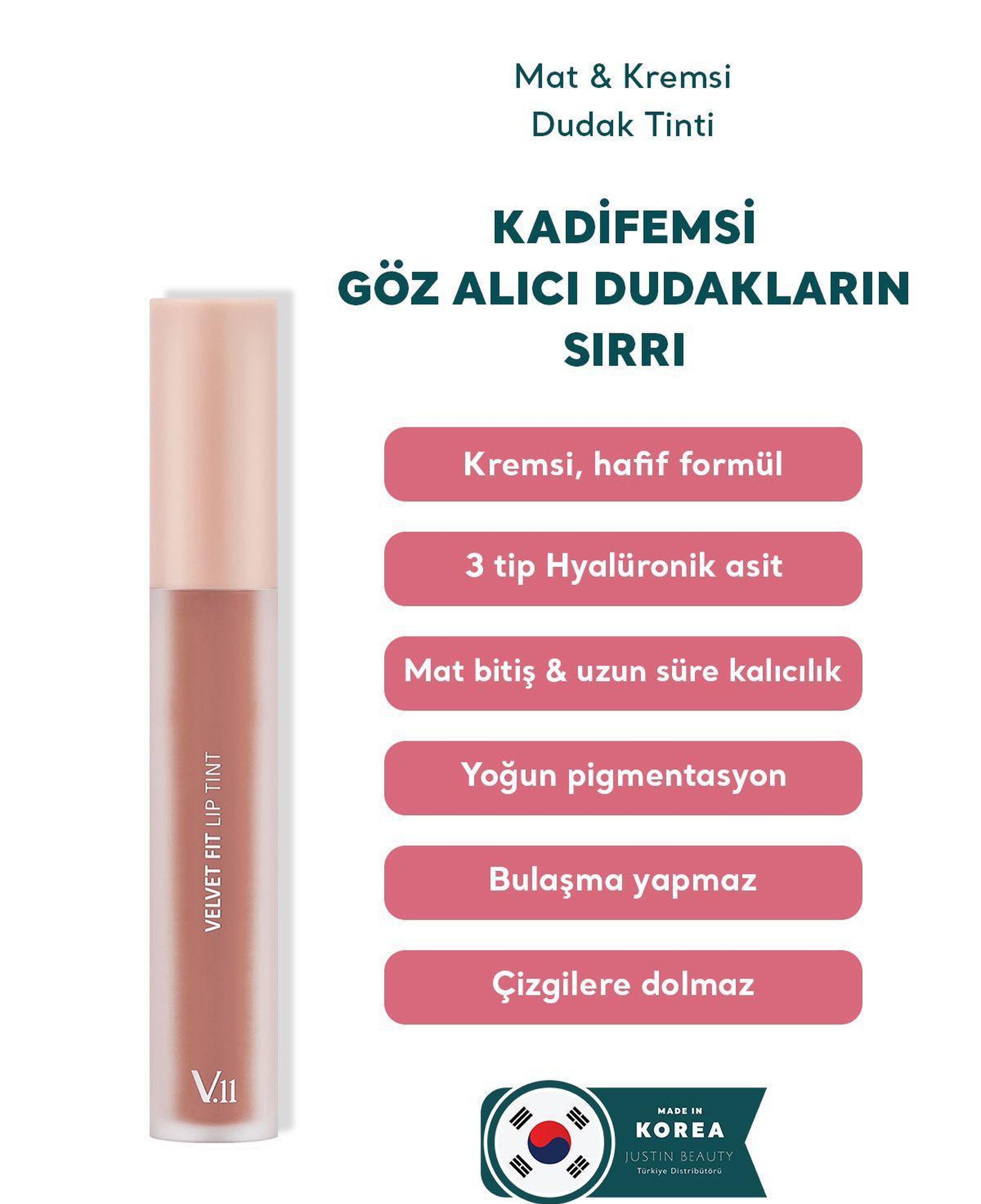 Village 11 Factory Velvet Fit Lip Tint Creamy Peach 4.7g - Mat & Kremsi Dudak Tinti